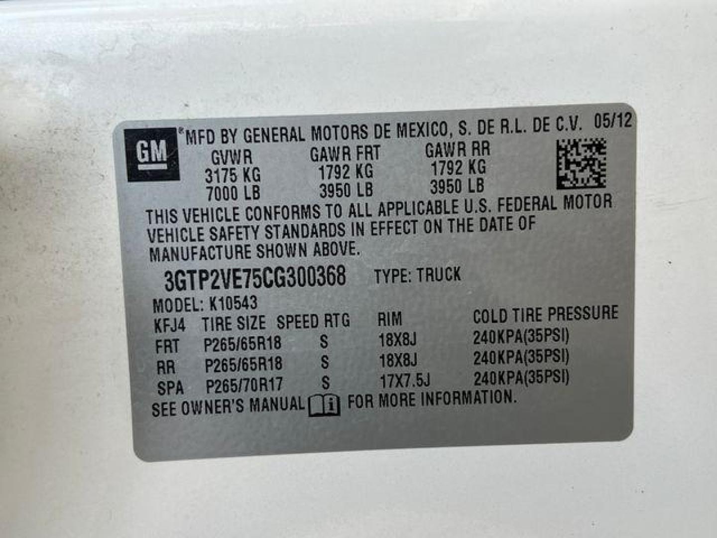 2012 WHITE /Black GMC SIERRA 1500 SLE (3GTP2VE75CG) with an 5.3L engine, Automatic transmission, located at 2990 Old Orchard Rd., Jackson, MO, 63755, 37.354214, -89.612106 - Photo#46