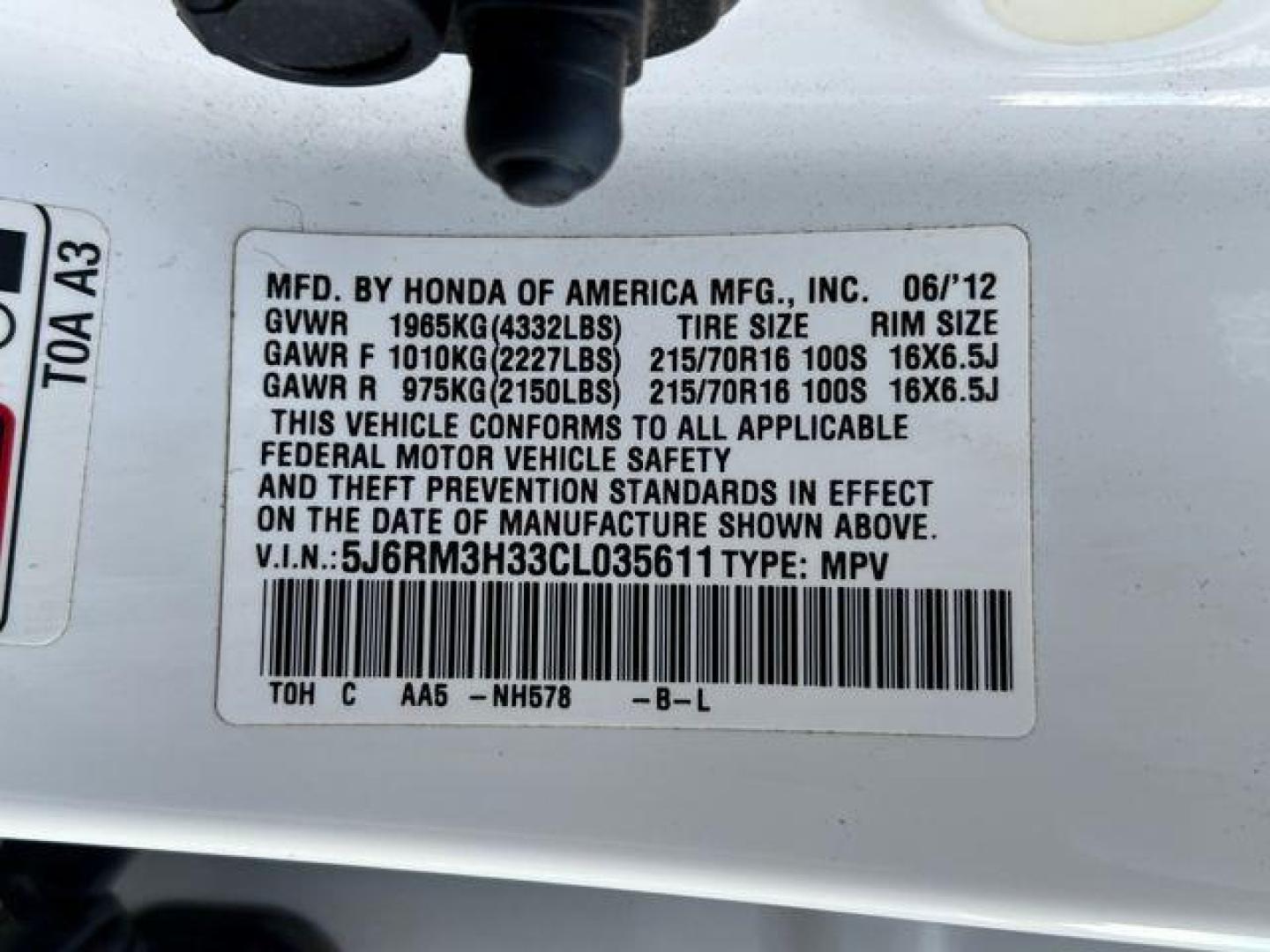 2012 WHITE /Gray HONDA CR-V LX (5J6RM3H33CL) with an 2.4L engine, Automatic transmission, located at 2990 Old Orchard Rd., Jackson, MO, 63755, 37.354214, -89.612106 - Photo#34