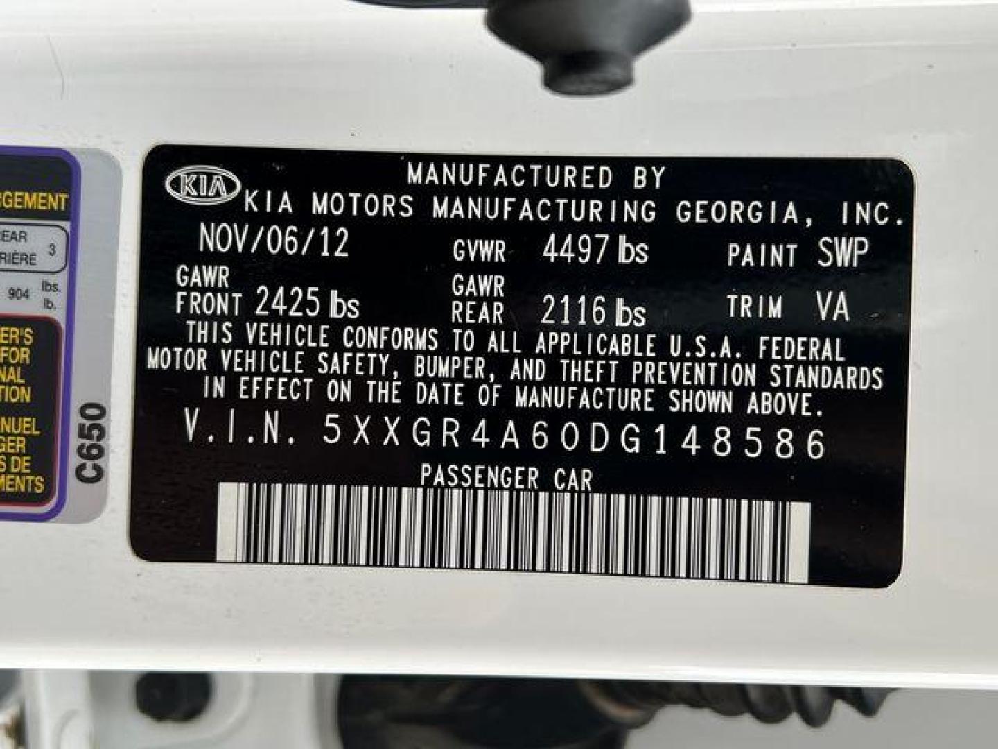 2013 WHITE /Black KIA OPTIMA SXL (5XXGR4A60DG) with an 2.0L engine, Automatic transmission, located at 2990 Old Orchard Rd., Jackson, MO, 63755, 37.354214, -89.612106 - Photo#47