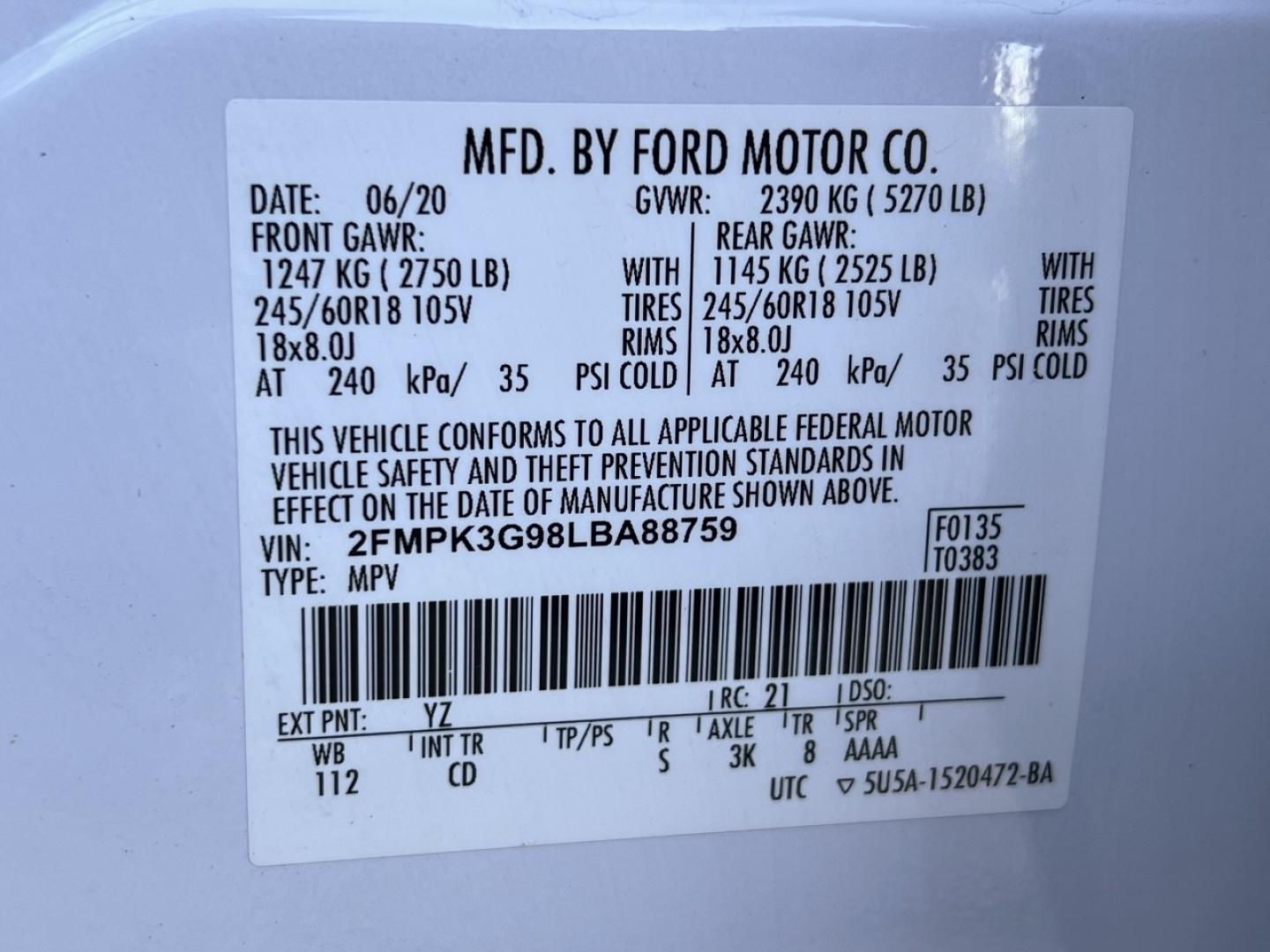 2020 WHITE FORD EDGE SE (2FMPK3G98LB) with an 2.0L 4 Cyl. engine, Automatic transmission, located at 2990 Old Orchard Rd., Jackson, MO, 63755, 37.354214, -89.612106 - 2020 Ford Edge SE 1-Owner 127xxx miles Front Wheel Drive 2.0L 4 Cyl. Automatic Backup Camera Power Driver Seat Bluetooth Cruise Power Windows/Locks/Mirrors We have financing available and we accept trades! Fill out a credit application on our website or come by today! If you have any que - Photo#42