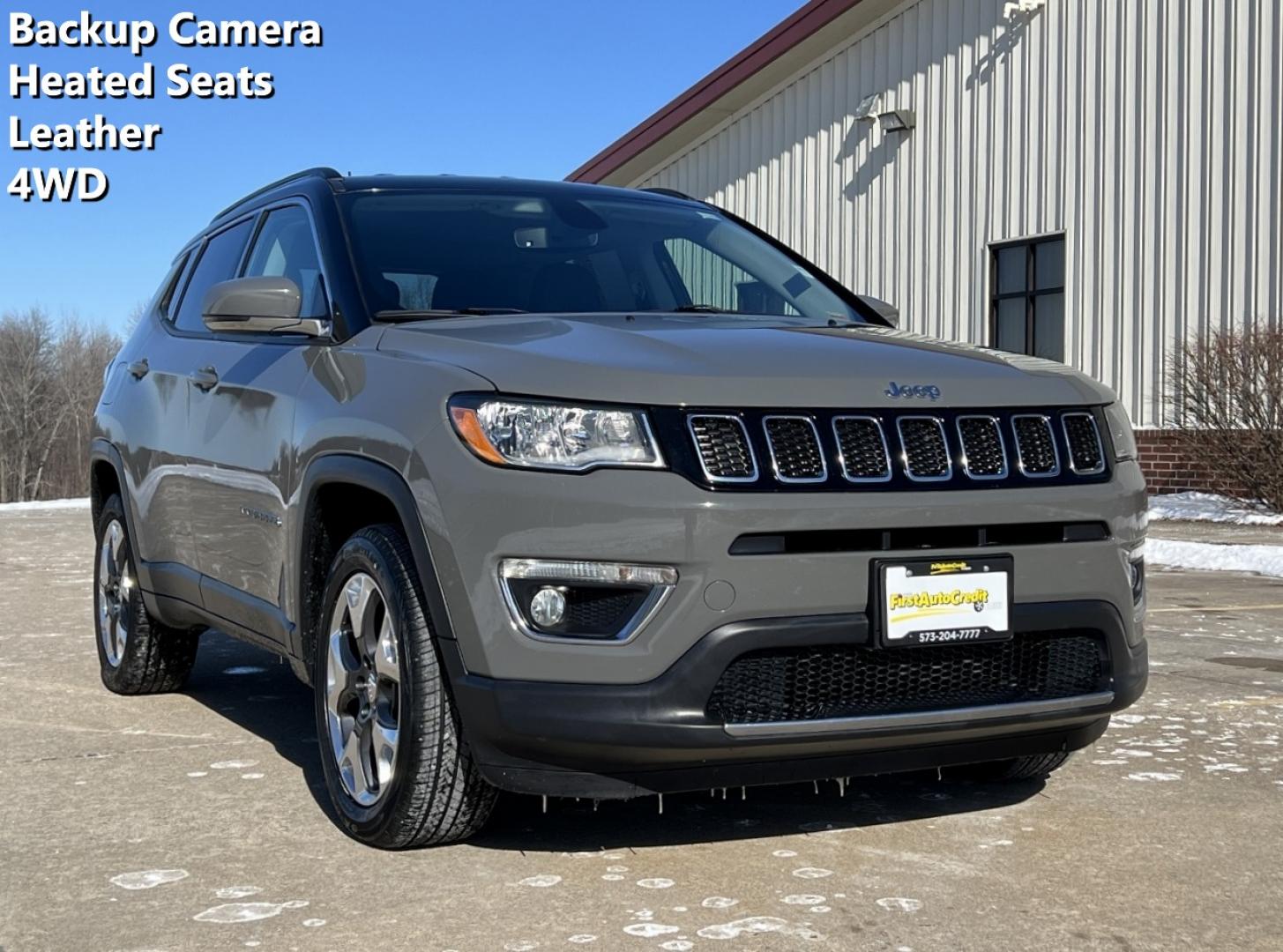 2019 GRAY /Black Leather JEEP COMPASS LIMITED (3C4NJDCB7KT) with an 2.4L 4 Cyl. engine, Automatic transmission, located at 2990 Old Orchard Rd., Jackson, MO, 63755, 37.354214, -89.612106 - 2019 Jeep Compass Limited 73xxx miles 4 Wheel Drive 2.4L 4 Cyl. Automatic Leather Backup Camera Heated Seats Heated Steering Wheel Power Driver Seat Bluetooth Remote Start Cruise Power Windows/Locks/Mirrors We have financing available and we accept trades! Fill out a credit application - Photo#0