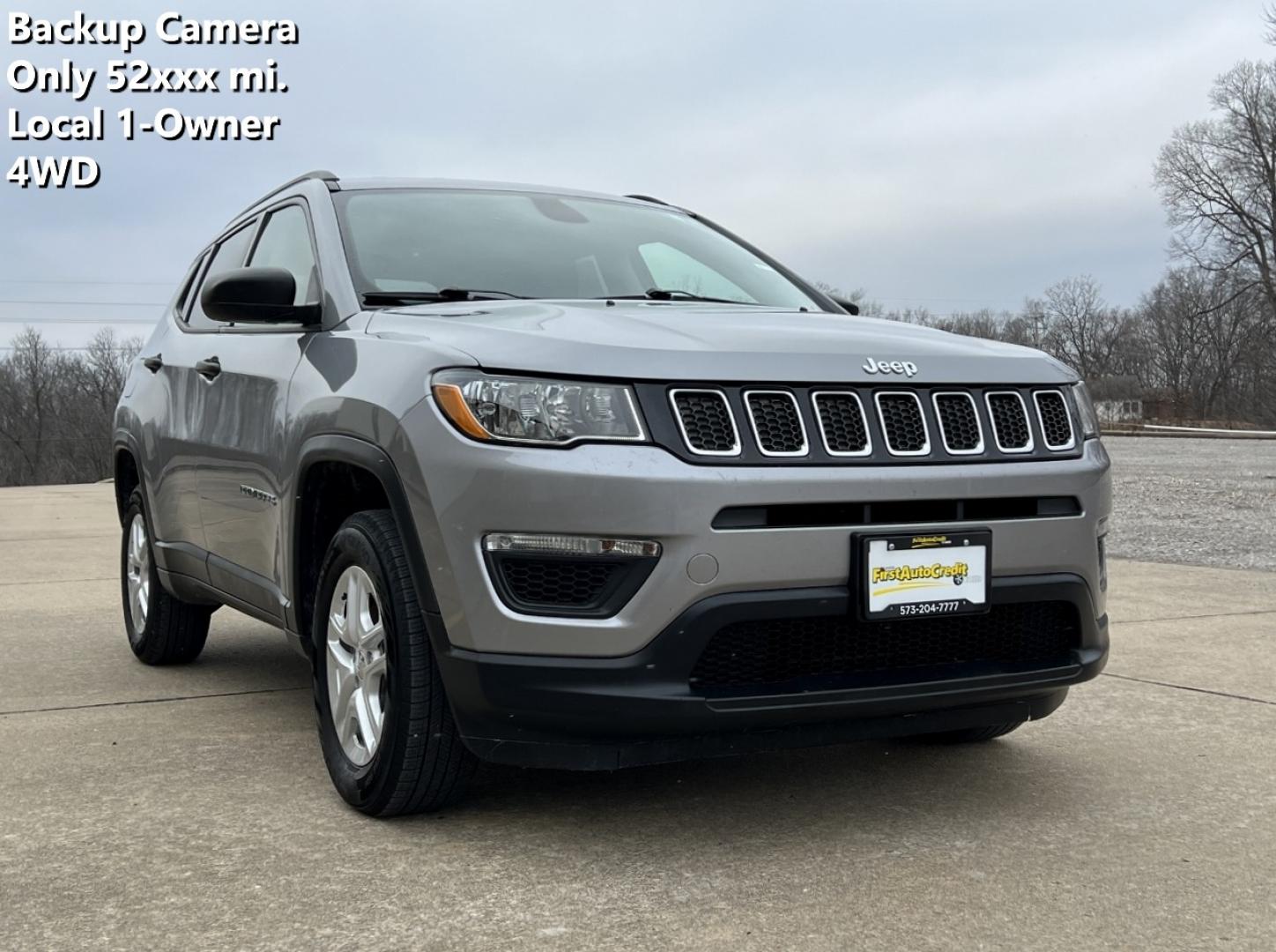 2018 SILVER /Black Cloth JEEP COMPASS SPORT (3C4NJDAB7JT) with an 2.4L 4 Cyl. engine, Automatic transmission, located at 2990 Old Orchard Rd., Jackson, MO, 63755, 37.354214, -89.612106 - 2018 Jeep Compass Local 1-Owner Only 52xxx miles 4 Wheel Drive 2.4L 4 Cyl. Automatic Backup Camera Bluetooth Remote Start Cruise Power Windows/Locks/Mirrors We have financing available and we accept trades! Fill out a credit application on our website or come by today! If you have any qu - Photo#0