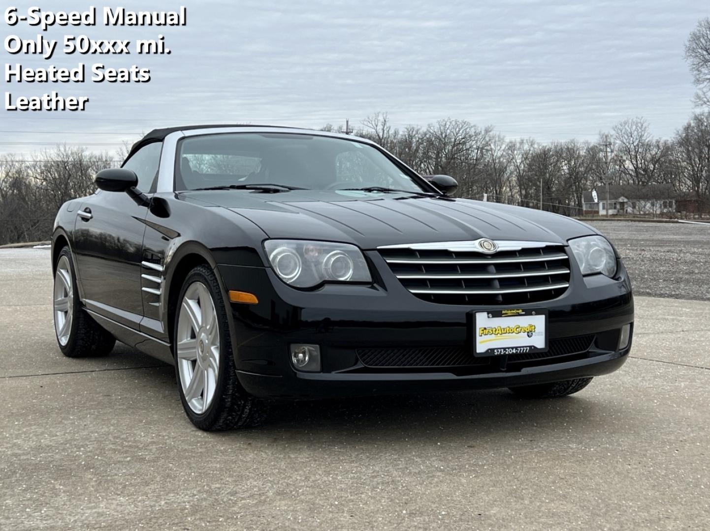 2005 BLACK /Gray Leather CHRYSLER CROSSFIRE LIMITED (1C3AN65L95X) with an 3.2L V6 engine, 6-Speed Manual transmission, located at 2990 Old Orchard Rd., Jackson, MO, 63755, 37.354214, -89.612106 - 2005 Chrysler Crossfire Limited Only 50xxx miles Rear Wheel Drive 3.2L V6 6-Speed Manual Leather Power Driver Seat Heated Seats Cruise Power Windows/Locks We have financing available and we accept trades! Fill out a credit application on our website or come by today! If you have any quest - Photo#0