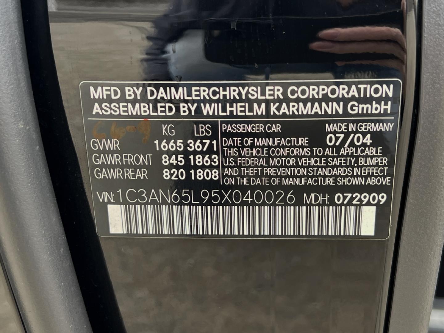2005 BLACK /Gray Leather CHRYSLER CROSSFIRE LIMITED (1C3AN65L95X) with an 3.2L V6 engine, 6-Speed Manual transmission, located at 2990 Old Orchard Rd., Jackson, MO, 63755, 37.354214, -89.612106 - 2005 Chrysler Crossfire Limited Only 50xxx miles Rear Wheel Drive 3.2L V6 6-Speed Manual Leather Power Driver Seat Heated Seats Cruise Power Windows/Locks We have financing available and we accept trades! Fill out a credit application on our website or come by today! If you have any quest - Photo#35