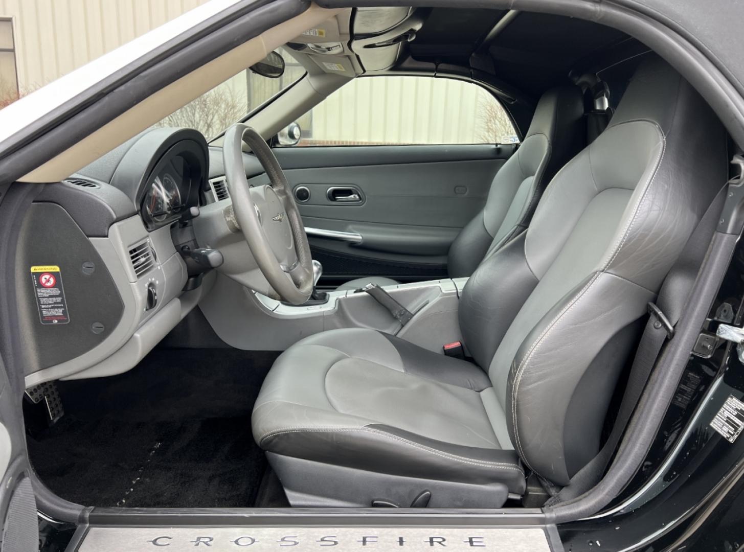 2005 BLACK /Gray Leather CHRYSLER CROSSFIRE LIMITED (1C3AN65L95X) with an 3.2L V6 engine, 6-Speed Manual transmission, located at 2990 Old Orchard Rd., Jackson, MO, 63755, 37.354214, -89.612106 - 2005 Chrysler Crossfire Limited Only 50xxx miles Rear Wheel Drive 3.2L V6 6-Speed Manual Leather Power Driver Seat Heated Seats Cruise Power Windows/Locks We have financing available and we accept trades! Fill out a credit application on our website or come by today! If you have any quest - Photo#12