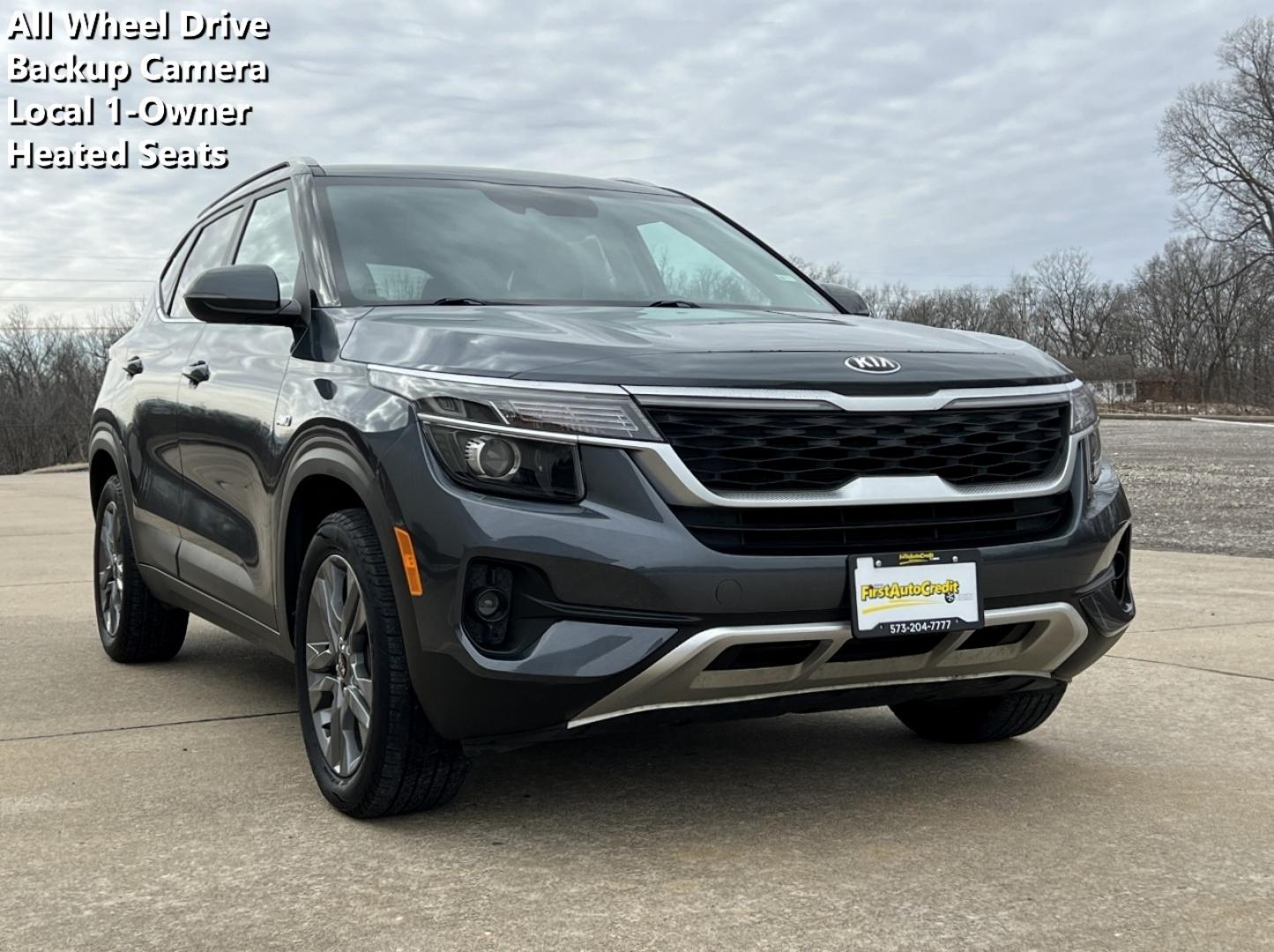 2021 GRAY /Black Leather/Cloth KIA SELTOS S (KNDEUCAA9M7) with an 2.0L 4 Cyl. engine, Continuously Variable transmission, located at 2990 Old Orchard Rd., Jackson, MO, 63755, 37.354214, -89.612106 - 2021 Kia Seltos S Local 1-Owner 51xxx miles All Wheel Drive 2.0L 4 Cyl. Automatic Backup Camera Heated Seats Bluetooth Cruise Power Windows/Locks/Mirrors We have financing available and we accept trades! Fill out a credit application on our website or come by today! If you have any quest - Photo#0