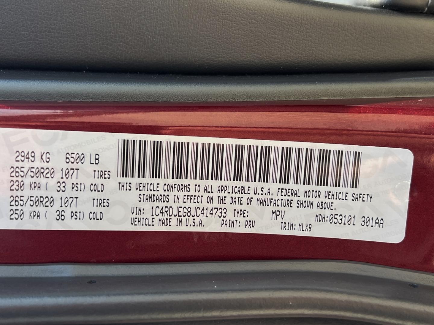 2018 MAROON /Black Leather Dodge Durango Citadel AWD (1C4RDJEG8JC) with an 3.6L V6 engine, Automatic transmission, located at 506 S. Kingshighway, Cape Girardeau, MO, 63703, (573) 235-5000, 37.294991, -89.553635 - 2018 Dodge Durango Citadel 131xxx miles All Wheel Drive 3.6L V6 Automatic Leather 3rd Row Navigation Rear Entertainment Backup Camera Sunroof Power/Heated/Cooled Seats Heated Rear Seats Heated Steering Wheel Bluetooth Remote Start Cruise Power Windows/Locks/Mirrors We have financin - Photo#55