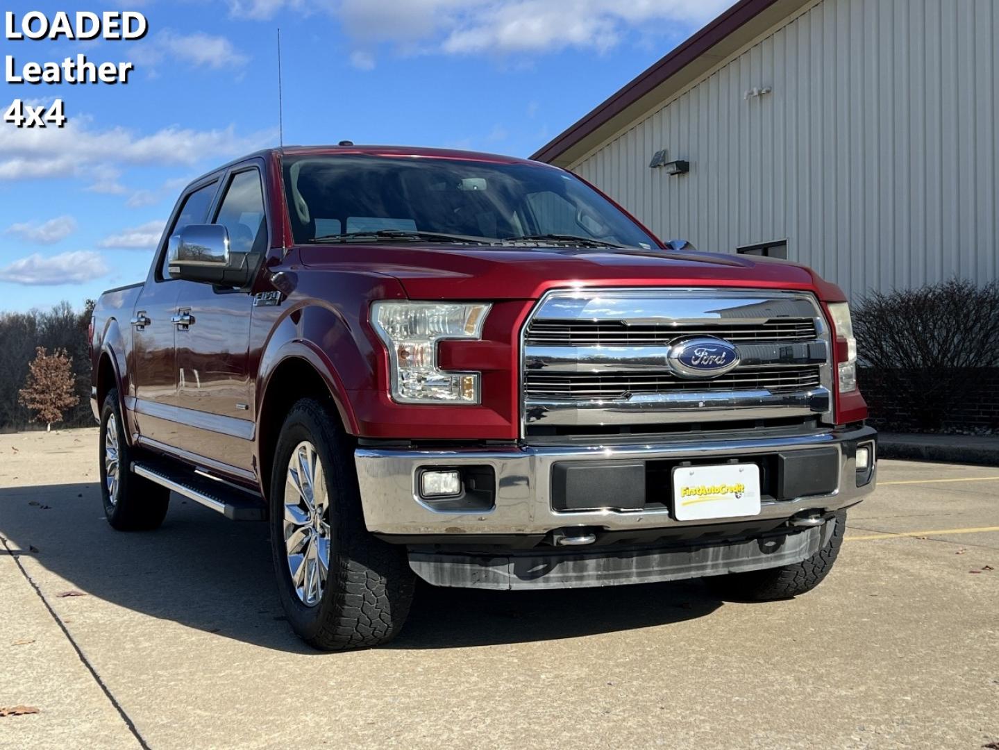 2015 RED /Black Leather FORD F150 LARIAT (1FTEW1EG5FF) with an 3.5L V6 engine, Automatic transmission, located at 2990 Old Orchard Rd., Jackson, MO, 63755, 37.354214, -89.612106 - 2015 Ford F-150 Lariat 115xxx miles 4x4 3.5L V6 Automatic Leather Navigation Power/Heated/Cooled Seats Backup Camera Sunroof Bluetooth Remote Start Cruise Power Windows/Locks/Mirrors We have financing available and we accept trades! Fill out a credit application on our website or come - Photo#0