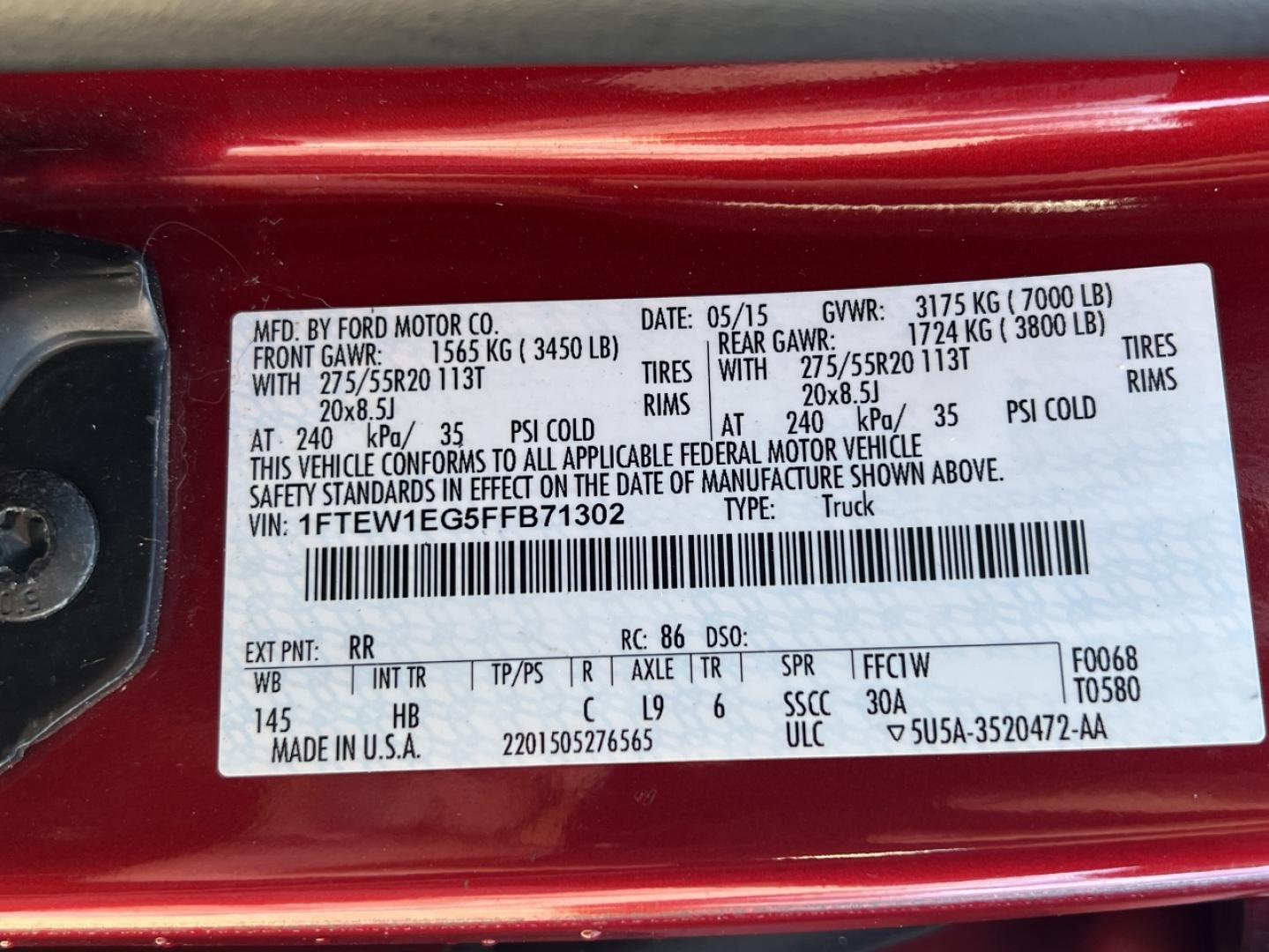 2015 RED /Black Leather FORD F150 LARIAT (1FTEW1EG5FF) with an 3.5L V6 engine, Automatic transmission, located at 2990 Old Orchard Rd., Jackson, MO, 63755, 37.354214, -89.612106 - 2015 Ford F-150 Lariat 115xxx miles 4x4 3.5L V6 Automatic Leather Navigation Power/Heated/Cooled Seats Backup Camera Sunroof Bluetooth Remote Start Cruise Power Windows/Locks/Mirrors We have financing available and we accept trades! Fill out a credit application on our website or come - Photo#54