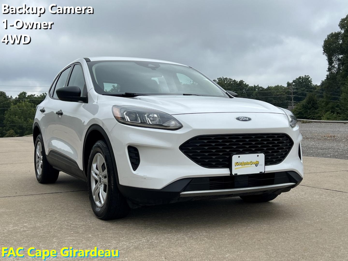 2020 WHITE /Gray Cloth FORD ESCAPE S (1FMCU9F69LU) with an 1.5L 3 Cyl. engine, Automatic transmission, located at 506 S. Kingshighway, Cape Girardeau, MO, 63703, (573) 235-5000, 37.294991, -89.553635 - 2020 Ford Escape S 1-Owner 76xxx miles 4 Wheel Drive 1.5L 3 Cyl. Automatic Backup Camera Bluetooth Cruise Power Windows/Locks/Mirrors We have financing available and we accept trades! Fill out a credit application on our website or come by today! If you have any questions, give us a call - Photo#0