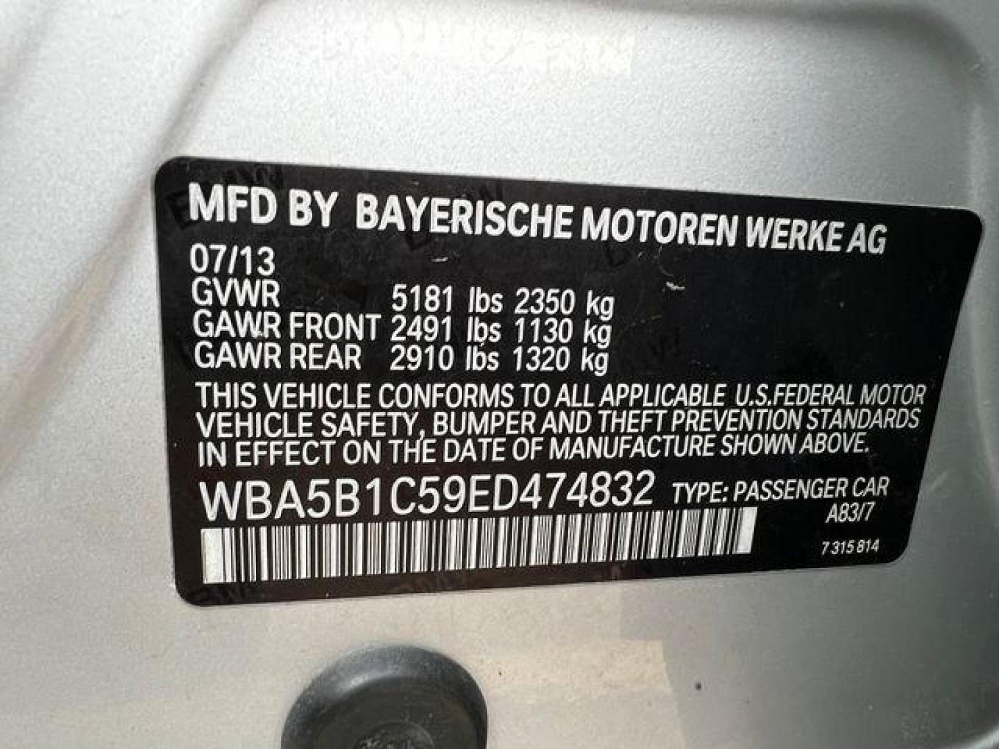 2014 SILVER /Black BMW 535 I (WBA5B1C59ED) with an 3.0L engine, Automatic transmission, located at 2990 Old Orchard Rd., Jackson, MO, 63755, 37.354214, -89.612106 - Photo#48