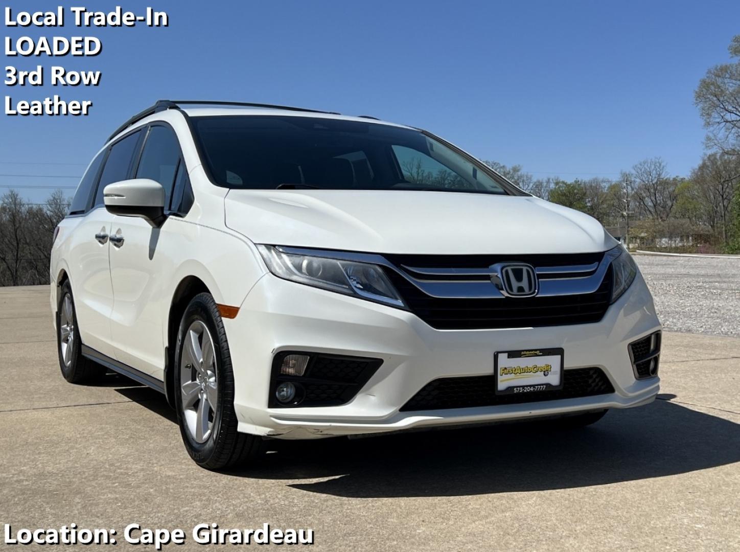2019 WHITE /Gray Leather Honda Odyssey EX-L (5FNRL6H73KB) with an 3.5L V6 engine, Automatic transmission, located at 506 S. Kingshighway, Cape Girardeau, MO, 63703, (573) 235-5000, 37.294991, -89.553635 - 2019 Honda Odyssey EX-L 101xxx miles Front Wheel Drive 3.5L V6 Automatic Leather 3rd Row Rear Entertainment Navigation Power/Heated Seats Backup Camera Bluetooth Remote Start Cruise Power Windows/Locks/Mirrors We have financing available and we accept trades! Fill out a credit applica - Photo#0