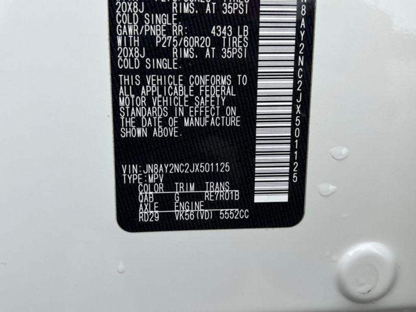 2018 WHITE /Black NISSAN ARMADA SL (JN8AY2NC2JX) with an 5.6L engine, Automatic transmission, located at 2990 Old Orchard Rd., Jackson, MO, 63755, 37.354214, -89.612106 - Photo#54