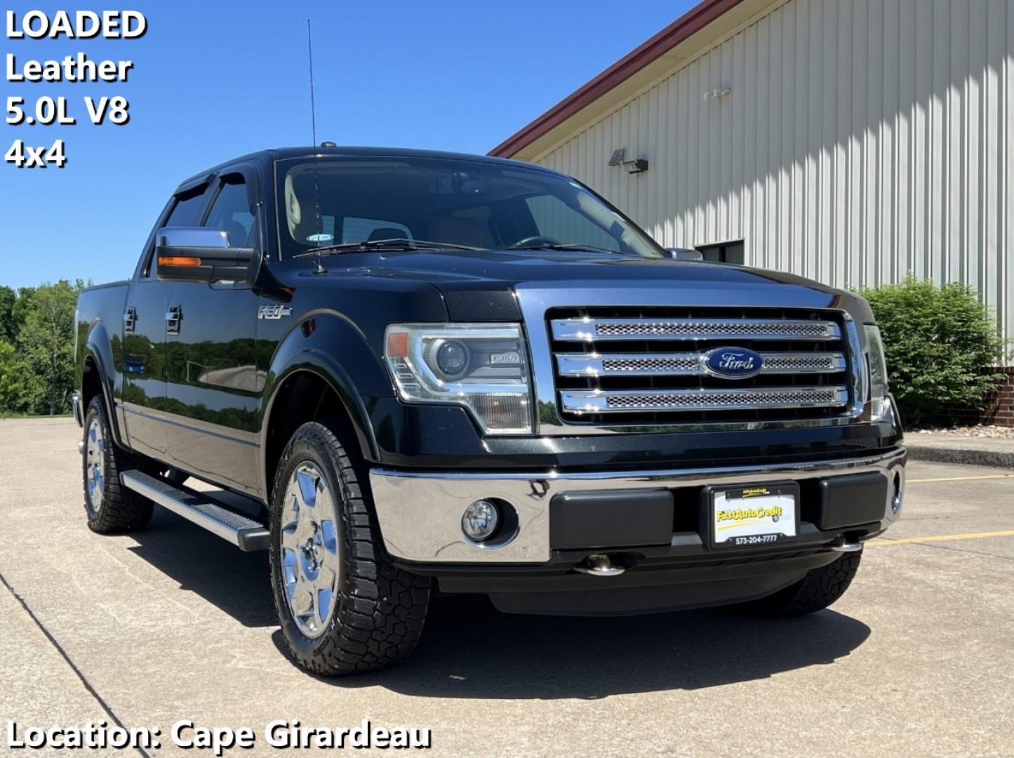 2013 BLACK /Tan Leather Ford F-150 Lariat SuperCrew 6.5-ft. Bed 4WD (1FTFW1EF4DK) with an 5.0L V8 engine, Automatic transmission, located at 506 S. Kingshighway, Cape Girardeau, MO, 63703, (573) 235-5000, 37.294991, -89.553635 - 2013 Ford F-150 Lariat 103xxx miles 4x4 5.0L V8 Automatic Leather Navigation Backup Camera Power/Heated/Cooled Seats Sunroof Bluetooth Remote Start Cruise Power Windows/Locks/Mirrors We have financing available and we accept trades! Fill out a credit application on our website or come - Photo#0