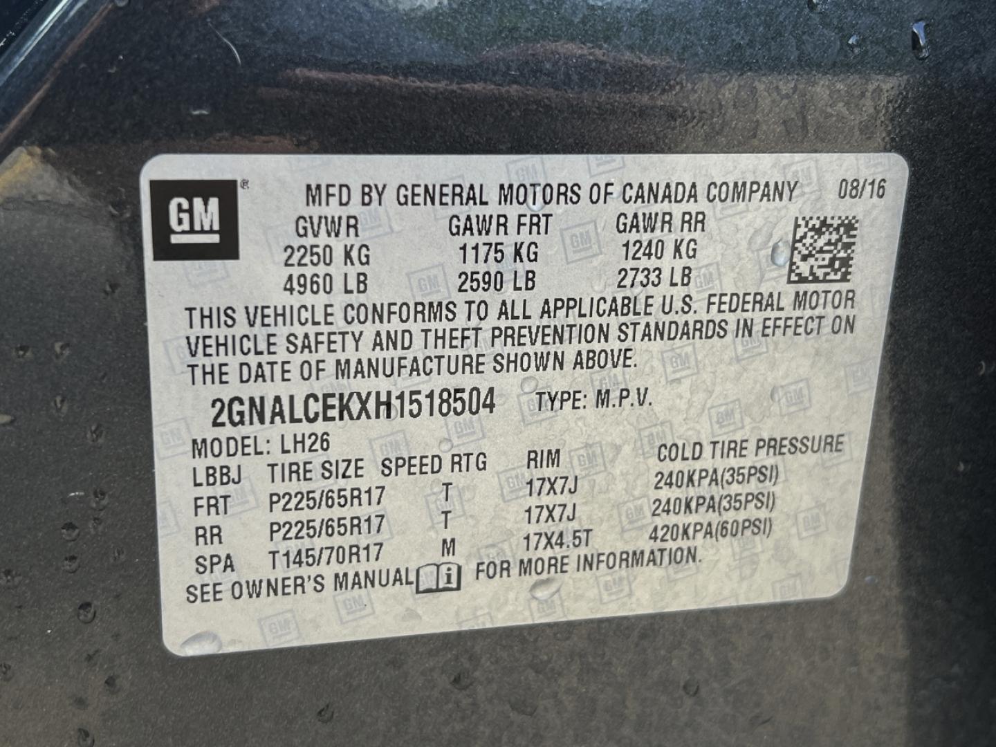 2017 GRAY /Black Cloth Chevrolet Equinox LT 2WD (2GNALCEKXH1) with an 2.4L 4 Cyl. engine, Automatic transmission, located at 506 S. Kingshighway, Cape Girardeau, MO, 63703, (573) 235-5000, 37.294991, -89.553635 - 2017 Chevrolet Equinox LT 131xxx miles Front Wheel Drive 2.4L 4 Cyl. Automatic Backup Camera Bluetooth Cruise Power Windows/Locks/Mirrors We have financing available and we accept trades! Fill out a credit application on our website or come by today! If you have any questions, give us a ca - Photo#40