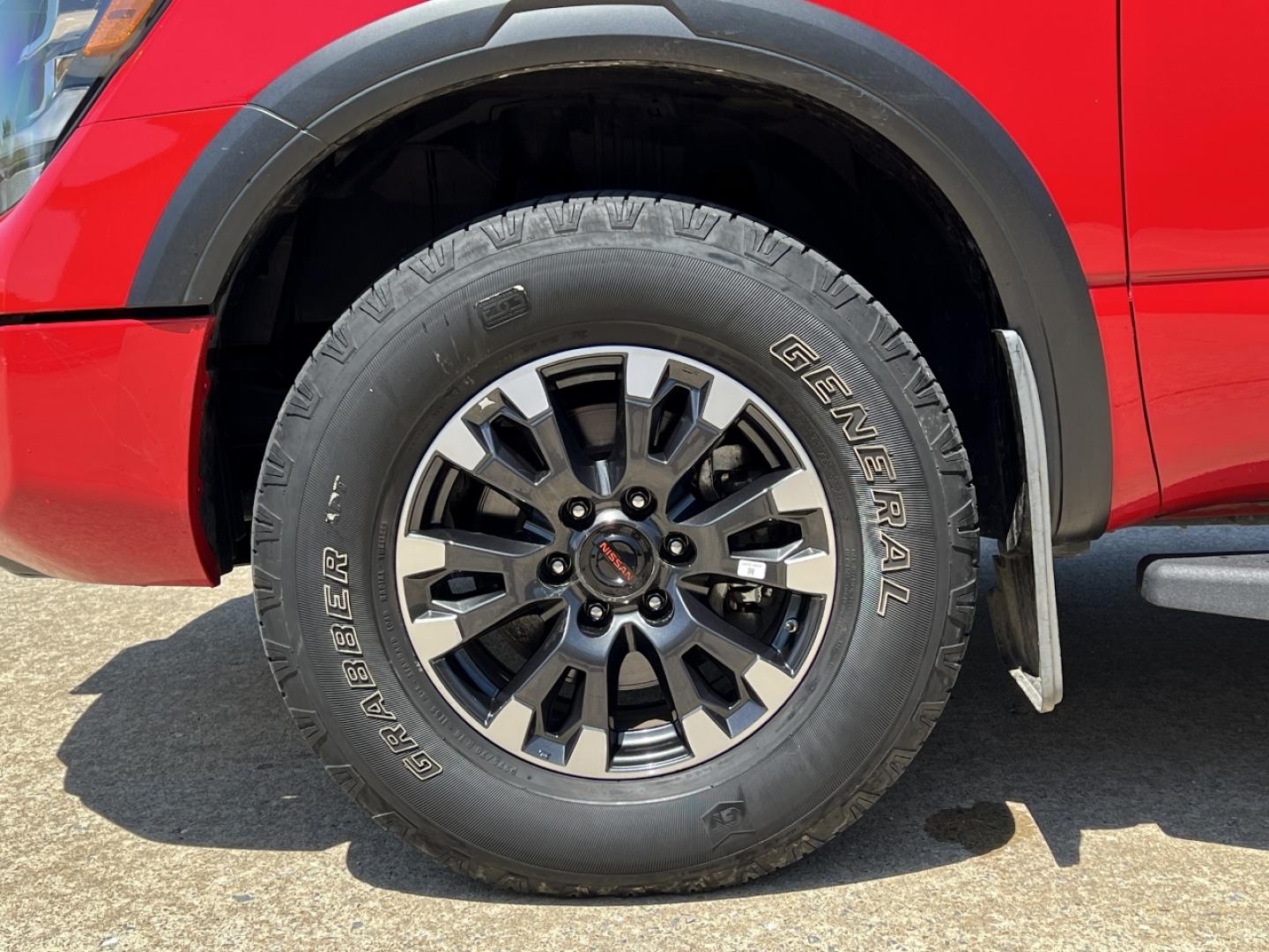2021 RED /Black Leather/Cloth Nissan Titan PRO-4X (1N6AA1ED5MN) with an 5.6L V8 engine, Automatic transmission, located at 506 S. Kingshighway, Cape Girardeau, MO, 63703, (573) 235-5000, 37.294991, -89.553635 - 2021 Nissan Titan PRO-4X 1-Owner 136xxx miles 4x4 5.6L V8 Automatic Navigation Backup Camera Power Driver Seat Bluetooth Cruise Power Windows/Locks/Mirrors We have financing available and we accept trades! Fill out a credit application on our website or come by today! If you have any qu - Photo#35