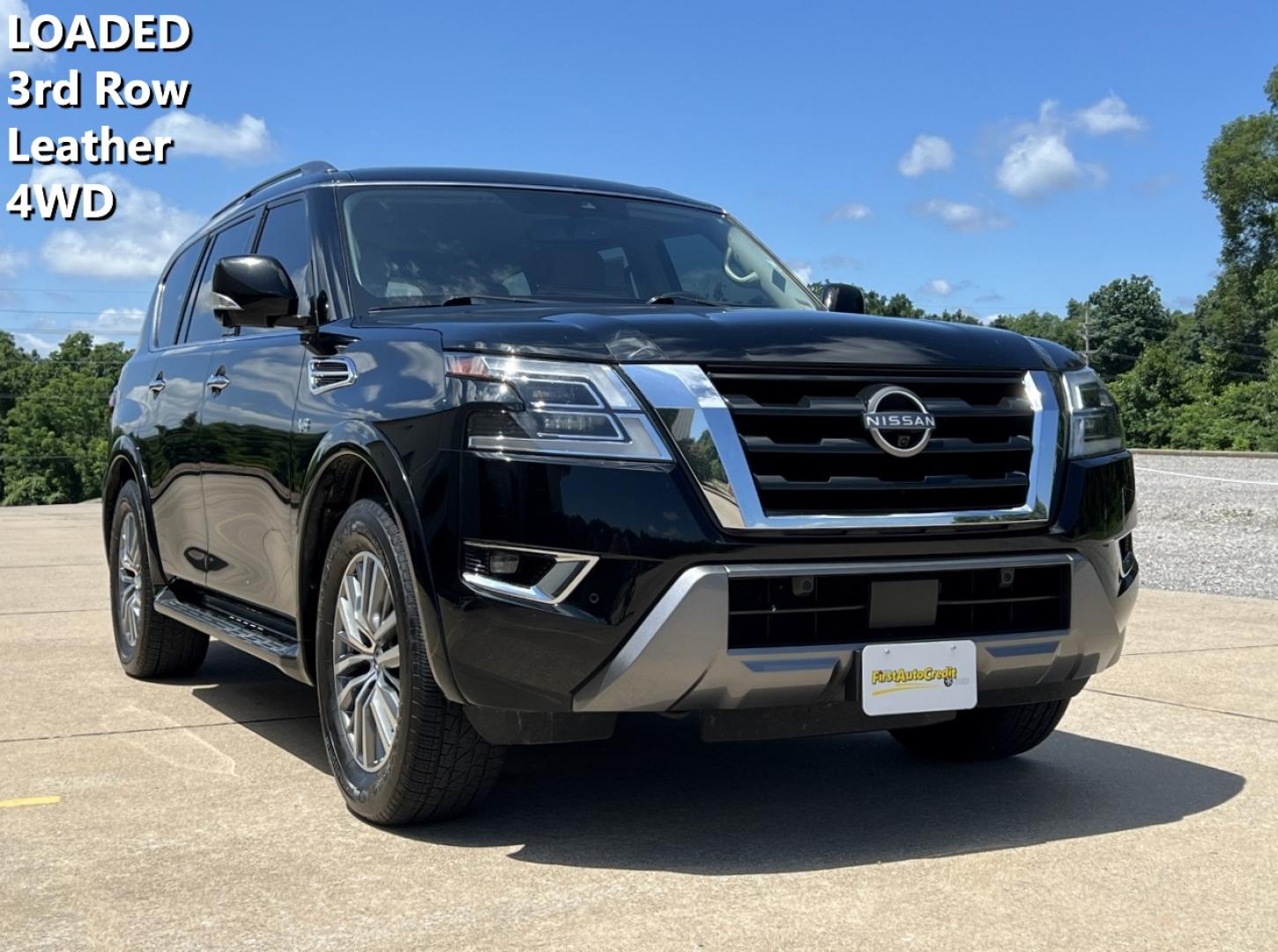 2021 BLACK /Tan Leather Nissan Armada SL AWD (JN8AY2BB5M9) with an 5.6L V8 engine, Automatic transmission, located at 2990 Old Orchard Rd., Jackson, MO, 63755, 37.354214, -89.612106 - 2021 Nissan Armada SL 105xxx miles 4 Wheel Drive 5.6L V8 Automatic Leather 3rd Row Navigation Power/Heated Seats Backup Camera Sunroof Bluetooth Remote Start Cruise Power Windows/Locks/Mirrors We have financing available and we accept trades! Fill out a credit application on our websi - Photo#0