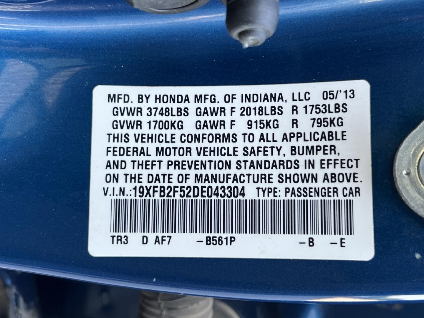 2013 BLUE /Gray Cloth Honda Civic LX Sedan (19XFB2F52DE) with an 1.8L 4 Cyl. engine, Automatic transmission, located at 2990 Old Orchard Rd., Jackson, MO, 63755, 37.354214, -89.612106 - 2013 Honda Civic LX 120xxx miles Front Wheel Drive 1.8L 4 Cyl. Automatic Backup Camera Bluetooth Cruise Power Windows/Locks/Mirrors We have financing available and we accept trades! Fill out a credit application on our website or come by today! If you have any questions, give us a call at - Photo#41