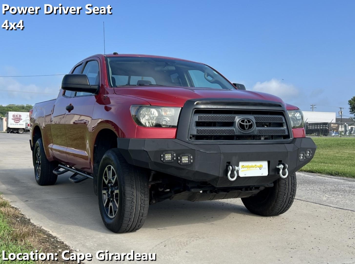 2011 RED /Black Cloth Toyota Tundra Tundra-Grade 5.7L FFV Double Cab 4WD (5TFUW5F11BX) with an 5.7L V8 engine, Automatic transmission, located at 506 S. Kingshighway, Cape Girardeau, MO, 63703, (573) 235-5000, 37.294991, -89.553635 - 2011 Toyota Tundra Grade 163xxx miles 4x4 5.7L V8 Automatic Power Driver Seat Cruise Power Windows/Locks/Mirrors We have financing available and we accept trades! Fill out a credit application on our website or come by today! If you have any questions, give us a call at (573) 235-5000 or vi - Photo#0
