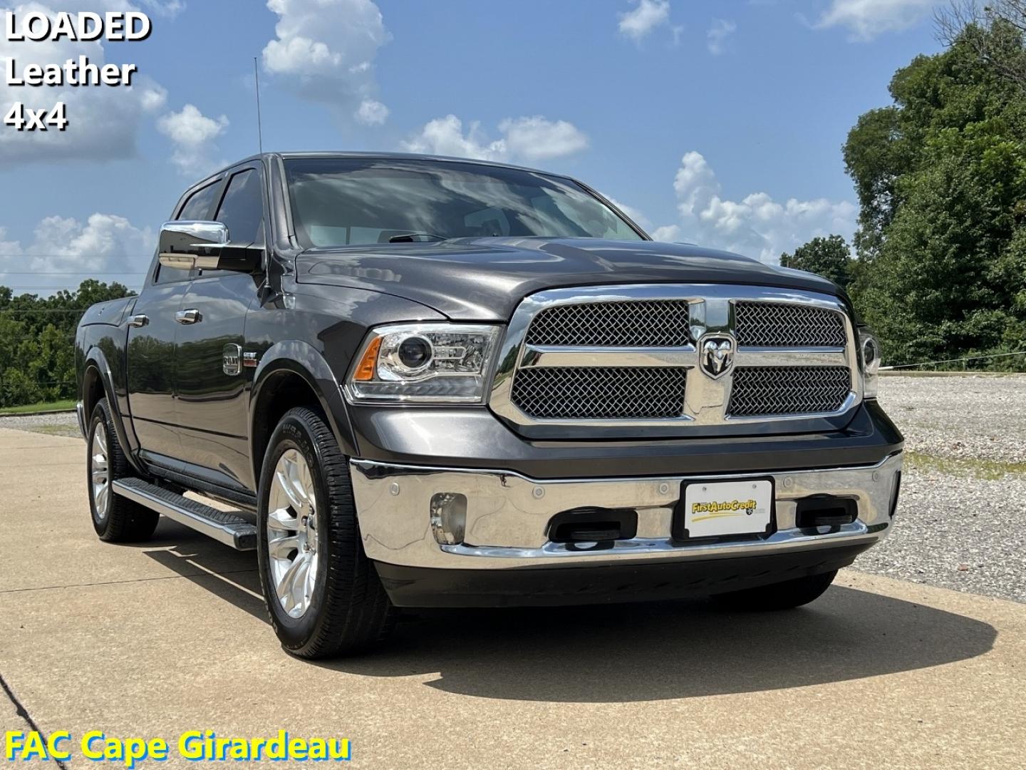 2015 GRAY /Brown Leather RAM 1500 Longhorn Crew Cab 4WD (1C6RR7PT5FS) with an 5.7L V8 HEMI engine, Automatic transmission, located at 506 S. Kingshighway, Cape Girardeau, MO, 63703, (573) 235-5000, 37.294991, -89.553635 - 2015 Ram 1500 Longhorn 217xxx miles 4x4 5.7L V8 HEMI Automatic Leather Navigation Power/Heated/Cooled Seats Heated Rear Seats Heated Steering Wheel Backup Camera Sunroof Bluetooth Remote Start Cruise Power Windows/Locks/Mirrors We have financing available and we accept trades! Fill o - Photo#0