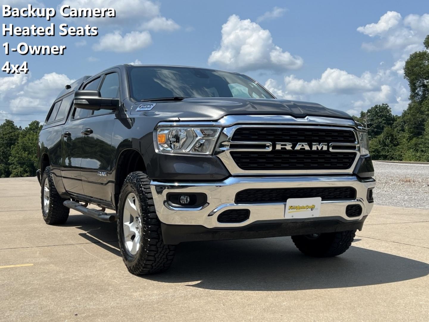2022 GRAY /Gray Cloth RAM 1500 Big Horn Crew Cab LWB 4WD (1C6RRFMG0NN) with an 3.6L V6 engine, Automatic transmission, located at 2990 Old Orchard Rd., Jackson, MO, 63755, 37.354214, -89.612106 - 2022 Ram 1500 Big Horn 1-Owner 144xxx miles 4x4 3.6L V6 Automatic Backup Camera Power Driver Seat Heated Seats Bluetooth Cruise Power Windows/Locks/Mirrors We have financing available and we accept trades! Fill out a credit application on our website or come by today! If you have any qu - Photo#0