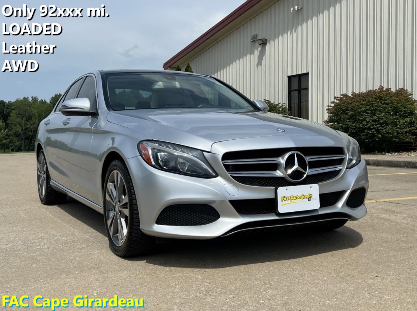 2016 SILVER /Tan Leather Mercedes-Benz C-Class C300 4MATIC Sedan (55SWF4KB9GU) with an 2.0L 4 Cyl. engine, Automatic transmission, located at 506 S. Kingshighway, Cape Girardeau, MO, 63703, (573) 235-5000, 37.294991, -89.553635 - 2016 Mercedes-Benz C-Class C300 4MATIC Only 92xxx miles All Wheel Drive 2.0L 4 Cyl. Automatic Leather Navigation Power/Heated Seats Heated Steering Wheel Backup Camera Sunroof Bluetooth Cruise Power Windows/Locks/Mirrors We have financing available and we accept trades! Fill out a cred - Photo#0