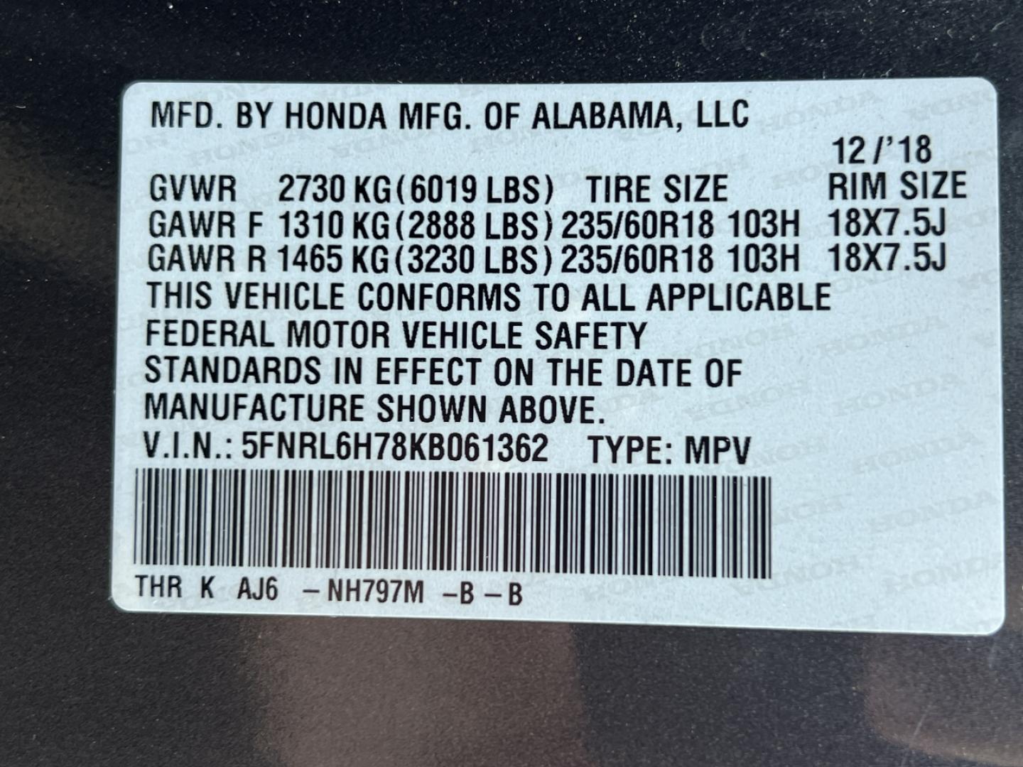 2019 GRAY /Gray Leather Honda Odyssey EX-L (5FNRL6H78KB) with an 3.5L V6 engine, Automatic transmission, located at 2990 Old Orchard Rd., Jackson, MO, 63755, 37.354214, -89.612106 - 2019 Honda Odyssey EX-L 81xxx miles Front Wheel Drive 3.5L V6 Automatic Leather 3rd Row Navigation Rear Entertainment Backup Camera Power/Heated Seats Sunroof Bluetooth Remote Start Cruise Power Windows/Locks/Mirrors We have financing available and we accept trades! Fill out a credit - Photo#57