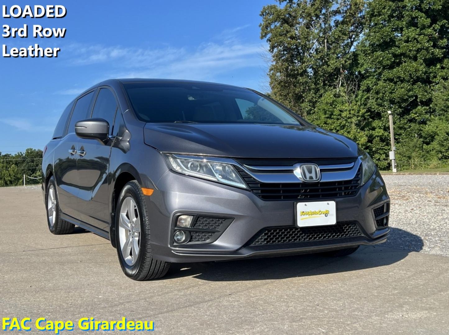 2019 GRAY /Gray Leather Honda Odyssey EX-L (5FNRL6H75KB) with an 3.5L V6 engine, Automatic transmission, located at 506 S. Kingshighway, Cape Girardeau, MO, 63703, (573) 235-5000, 37.294991, -89.553635 - 2019 Honda Odyssey EX-L 87xxx miles Front Wheel Drive 3.5L V6 Automatic Leather 3rd Row Navigation Rear Entertainment Power/Heated Seats Backup Camera Sunroof Bluetooth Remote Start Cruise Power Windows/Locks/Mirrors We have financing available and we accept trades! Fill out a credit - Photo#0