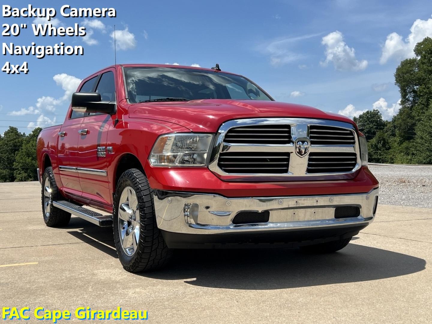 2016 RED /Gray Cloth RAM 1500 Big Horn Crew Cab 4WD (3C6RR7LT9GG) with an 5.7L V8 engine, Automatic transmission, located at 506 S. Kingshighway, Cape Girardeau, MO, 63703, (573) 235-5000, 37.294991, -89.553635 - 2016 Ram 1500 Big Horn 118xxx miles 4x4 5.7L V8 Automatic Navigation Backup Camera Power Driver Seat Bluetooth Remote Start Cruise Power Windows/Locks/Mirrors We have financing available and we accept trades! Fill out a credit application on our website or come by today! If you have any - Photo#0