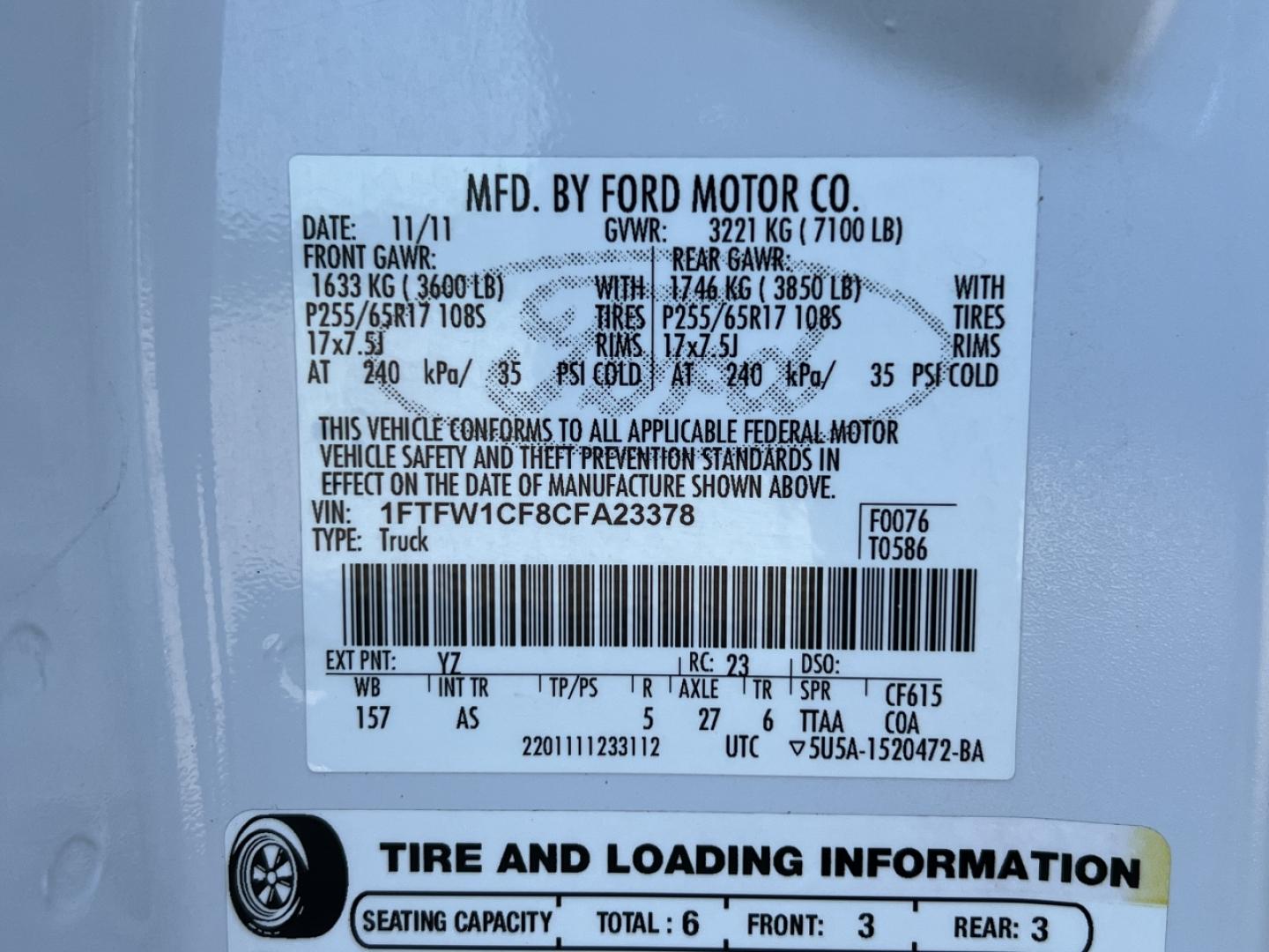 2012 WHITE /Gray Vinyl Ford F-150 XL SuperCrew 5.5-ft. Bed 2WD (1FTFW1CF8CF) with an 5.0L V8 engine, Automatic transmission, located at 506 S. Kingshighway, Cape Girardeau, MO, 63703, (573) 235-5000, 37.294991, -89.553635 - 2012 Ford F-150 XL 181xxx miles Rear Wheel Drive 5.0L V8 Automatic Cruise Power Windows/Locks/Mirrors We have financing available and we accept trades! Fill out a credit application on our website or come by today! If you have any questions, give us a call at (573) 235-5000 or visit our webs - Photo#46