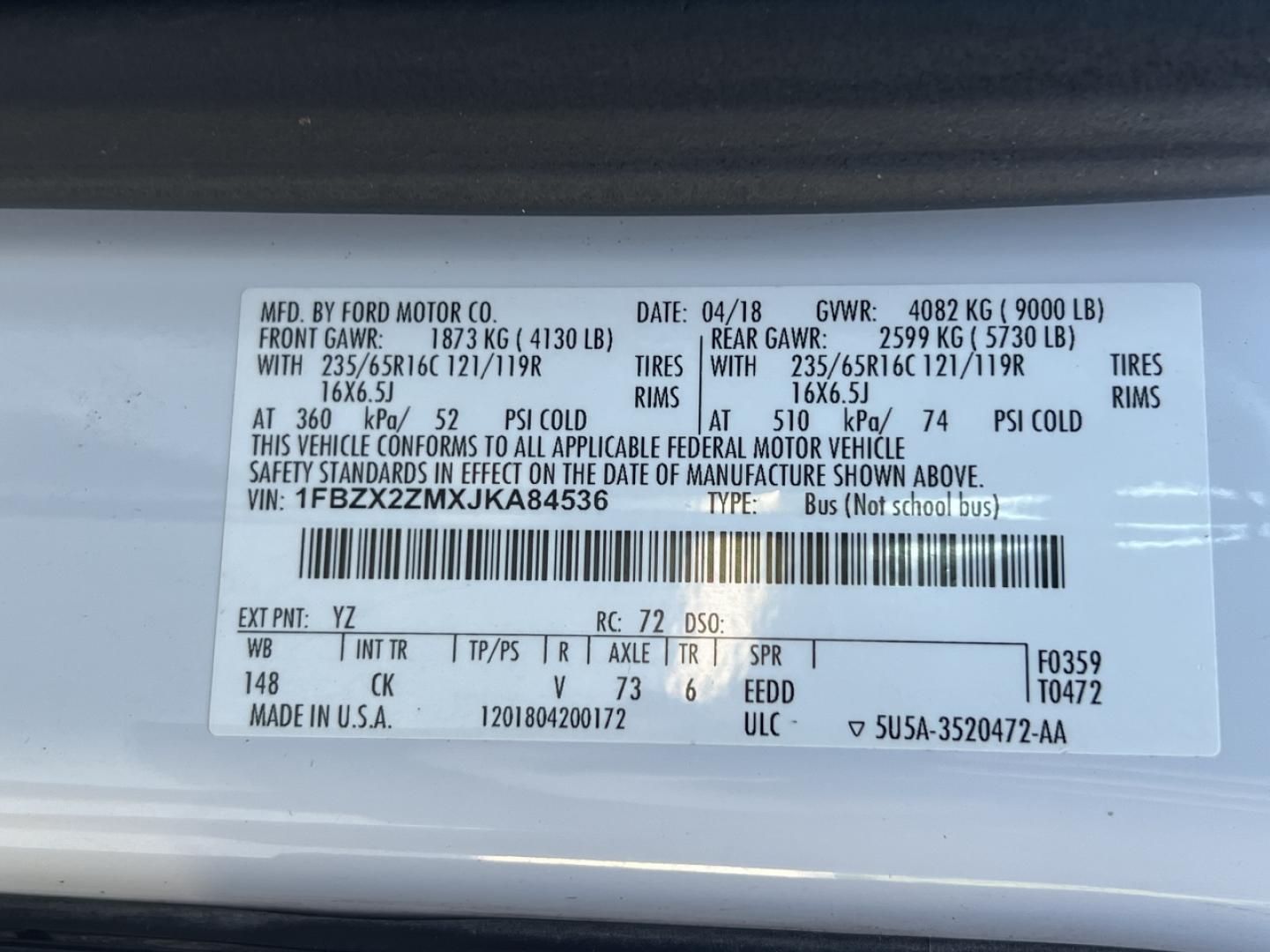 2018 WHITE /Gray Cloth Ford Transit 350 XLT (1FBZX2ZMXJK) with an 3.7L V6 engine, Automatic transmission, located at 506 S. Kingshighway, Cape Girardeau, MO, 63703, (573) 235-5000, 37.294991, -89.553635 - 2018 Ford Transit 350 XLT 80xxx miles Rear Wheel Drive 3.7L V6 Automatic Backup Camera Cruise Power Windows/Locks/Mirrors We have financing available and we accept trades! Fill out a credit application on our website or come by today! If you have any questions, give us a call at (573) 235-5 - Photo#42