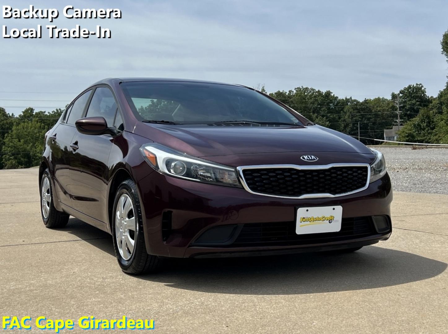 2018 BURGUNDY /Black Cloth Kia Forte LX (3KPFK4A75JE) with an 2.0L 4 Cyl. engine, Automatic transmission, located at 506 S. Kingshighway, Cape Girardeau, MO, 63703, (573) 235-5000, 37.294991, -89.553635 - 2018 Kia Forte LX 111xxx miles Front Wheel Drive 2.0L 4 Cyl. Automatic Backup Camera Bluetooth Cruise Power Windows/Locks/Mirrors We have financing available and we accept trades! Fill out a credit application on our website or come by today! If you have any questions, give us a call at (5 - Photo#0