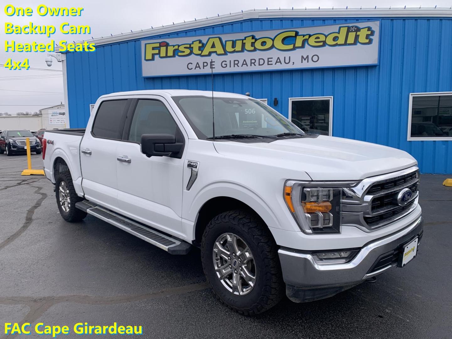 2022 WHITE /Gray Cloth Ford F-150 XLT SuperCrew 6.5-ft. Bed 4WD (1FTFW1E59NF) with an 5.0L V8 engine, Automatic transmission, located at 506 S. Kingshighway, Cape Girardeau, MO, 63703, (573) 235-5000, 37.294991, -89.553635 - 2022 Ford F-150 XLT 1-Owner 78xxx miles 4x4 5.0L V8 Automatic Backup Camera Power/Heated Seats Bluetooth Remote Start Cruise Power Windows/Locks/Mirrors We have financing available and we accept trades! Fill out a credit application on our website or come by today! If you have any quest - Photo#0