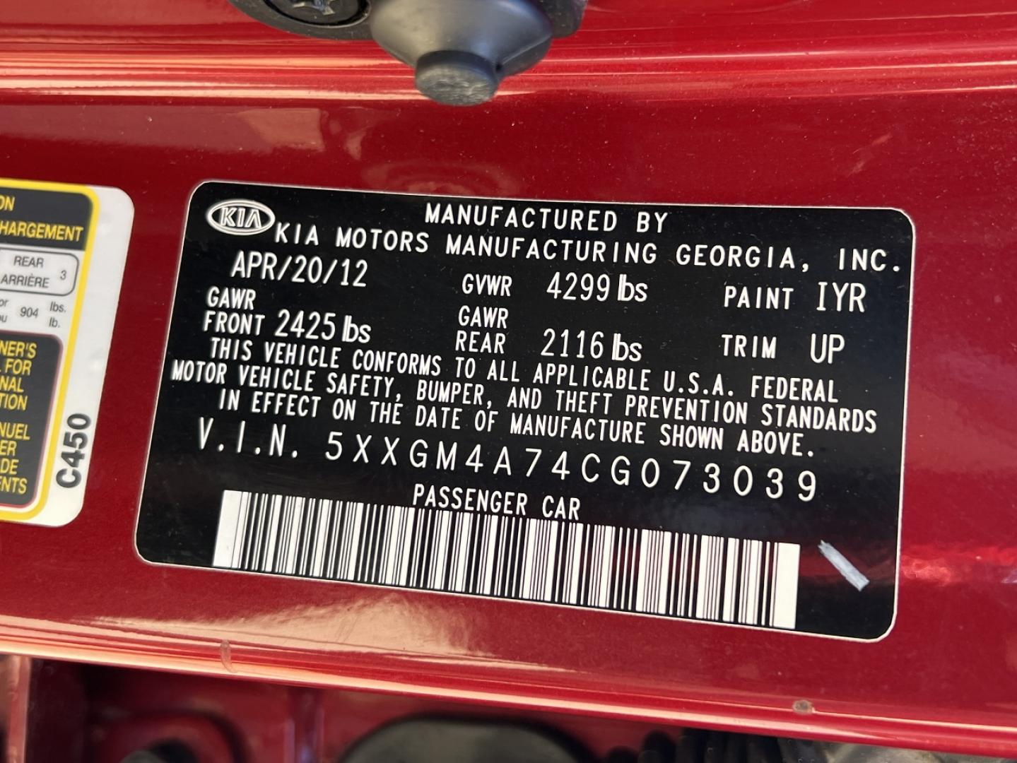2012 MAROON /Tan Cloth Kia Optima LX (5XXGM4A74CG) with an 2.4L 4 Cyl. engine, Automatic transmission, located at 2990 Old Orchard Rd., Jackson, MO, 63755, 37.354214, -89.612106 - 2012 Kia Optima LX 149xxx miles Front Wheel Drive 2.4L 4 Cyl. Automatic Power Driver Seat Bluetooth Cruise Power Windows/Locks/Mirrors We have financing available and we accept trades! Fill out a credit application on our website or come by today! If you have any questions, give us a call - Photo#45