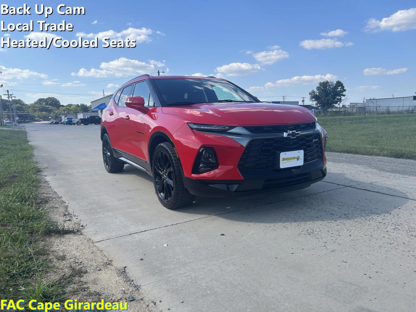 2019 RED /Black Chevrolet Blazer RS (3GNKBERSXKS) with an 3.6L V6 DOHC 24V engine, 9A transmission, located at 506 S. Kingshighway, Cape Girardeau, MO, 63703, (573) 235-5000, 37.294991, -89.553635 - 2019 Chevrolet Blazer RS 81xxx miles Front Wheel Drive 3.6L V6 Driver Confidence Package Automatic Power/Heated/Cooled Seats Heated Steering Wheel Backup Camera Sunroof/Moonroof Bluetooth Remote Start Cruise Power Windows/Locks/Mirrors We have financing available and we accept trades! - Photo#0