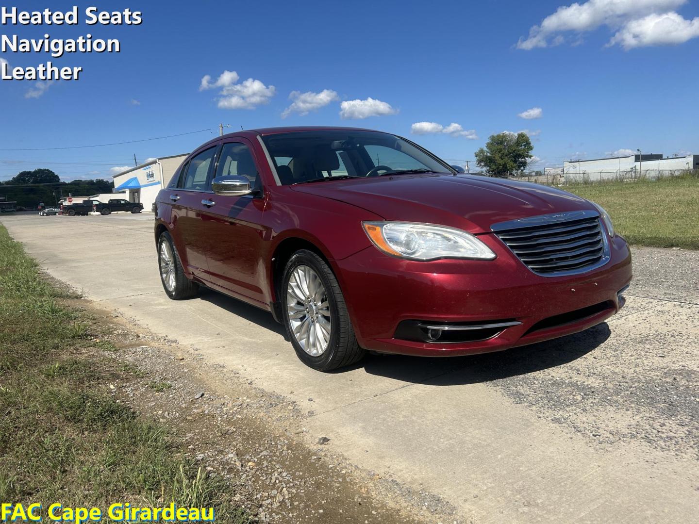 2011 MAROON /Tan Chrysler 200 Limited (1C3BC2FGXBN) with an 3.6L V6 DOHC 24V engine, 6-Speed Automatic transmission, located at 506 S. Kingshighway, Cape Girardeau, MO, 63703, (573) 235-5000, 37.294991, -89.553635 - 2011 Chrysler 200 Limited 77xxx miles Front Wheel Drive 3.6L 6 Cyl. Automatic Cruise Heated Seats Power Driver Seat Power Sunroof Leather Navigation Power Windows/Locks/Mirrors We have financing available and we accept trades! Fill out a credit application on our website or come by today - Photo#0