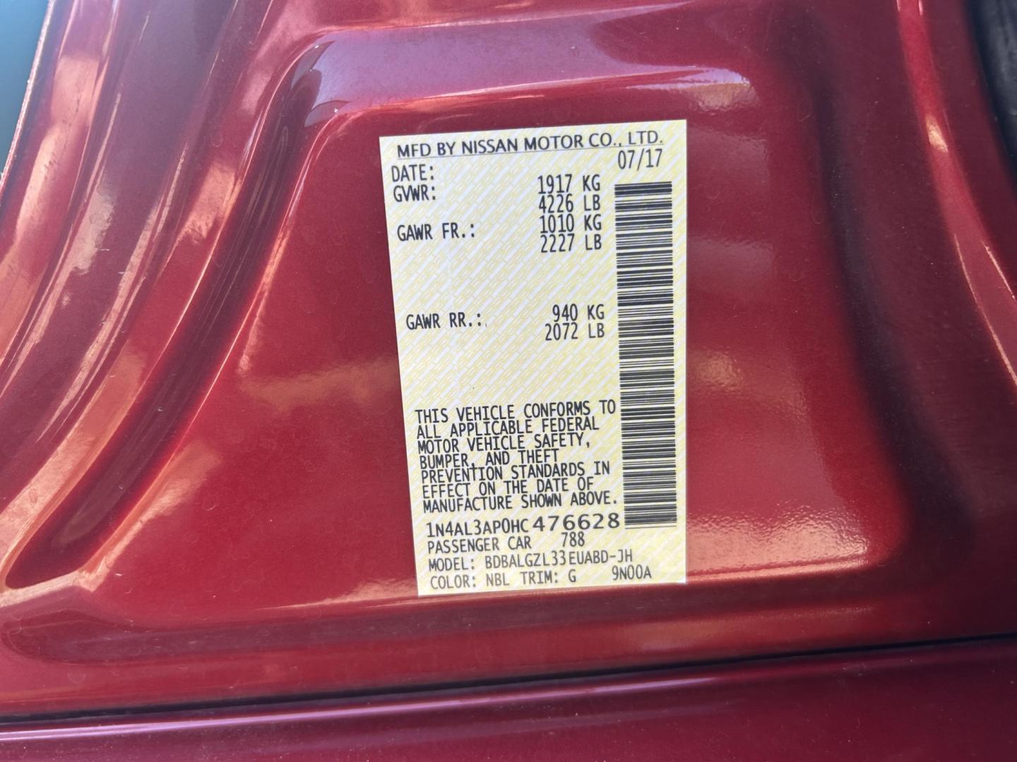 2017 MAROON /Black Nissan Altima 2.5 S (1N4AL3AP0HC) with an 2.5L L4 DOHC 16V engine, CVT transmission, located at 506 S. Kingshighway, Cape Girardeau, MO, 63703, (573) 235-5000, 37.294991, -89.553635 - 2017 Nissan Altima 2.5 S 128xxx miles Front Wheel Drive 2.5L 4 Cyl. Automatic Backup Camera Power Driver Seat Remote Start Cruise Power Windows/Locks/Mirrors We have financing available and we accept trades! Fill out a credit application on our website or come by today! If you have any qu - Photo#35