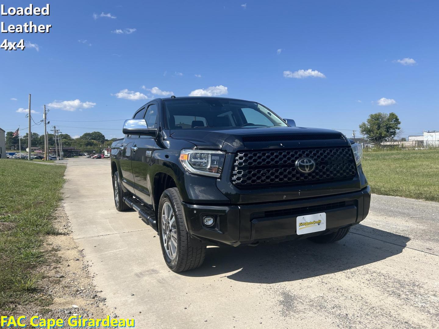 2018 BLACK /Black Toyota Tundra Platinum CrewMax 5.7L FFV 4WD (5TFAW5F15JX) with an 5.7L V8 DOHC 32V engine, Automatic transmission, located at 506 S. Kingshighway, Cape Girardeau, MO, 63703, (573) 235-5000, 37.294991, -89.553635 - 2018 Toyota Tundra Platinum 174xxx miles 4x4 5.7L V8 Automatic Leather Heated/Vented Seats Power Sunroof Navigation Backup Camera Power Driver Seat Bluetooth Cruise Power Windows/Locks/Mirrors We have financing available and we accept trades! Fill out a credit application on our websit - Photo#0