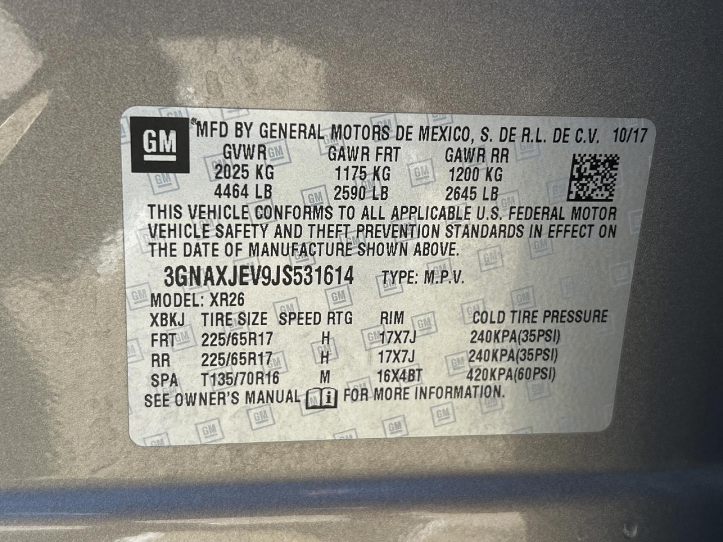 2018 TAN /Gray Cloth Chevrolet Equinox LT 2WD (3GNAXJEV9JS) with an 1.5L 4 Cyl. TURBO engine, Automatic transmission, located at 2990 Old Orchard Rd., Jackson, MO, 63755, 37.354214, -89.612106 - 2018 Chevrolet Equinox LT 1-Owner 157xxx miles Front Wheel Drive 1.5L 4 Cyl. Automatic Backup Camera Heated Seats Power Driver Seat Bluetooth Remote Start Cruise Power Windows/Locks/Mirrors We have financing available and we accept trades! Fill out a credit application on our website or - Photo#47