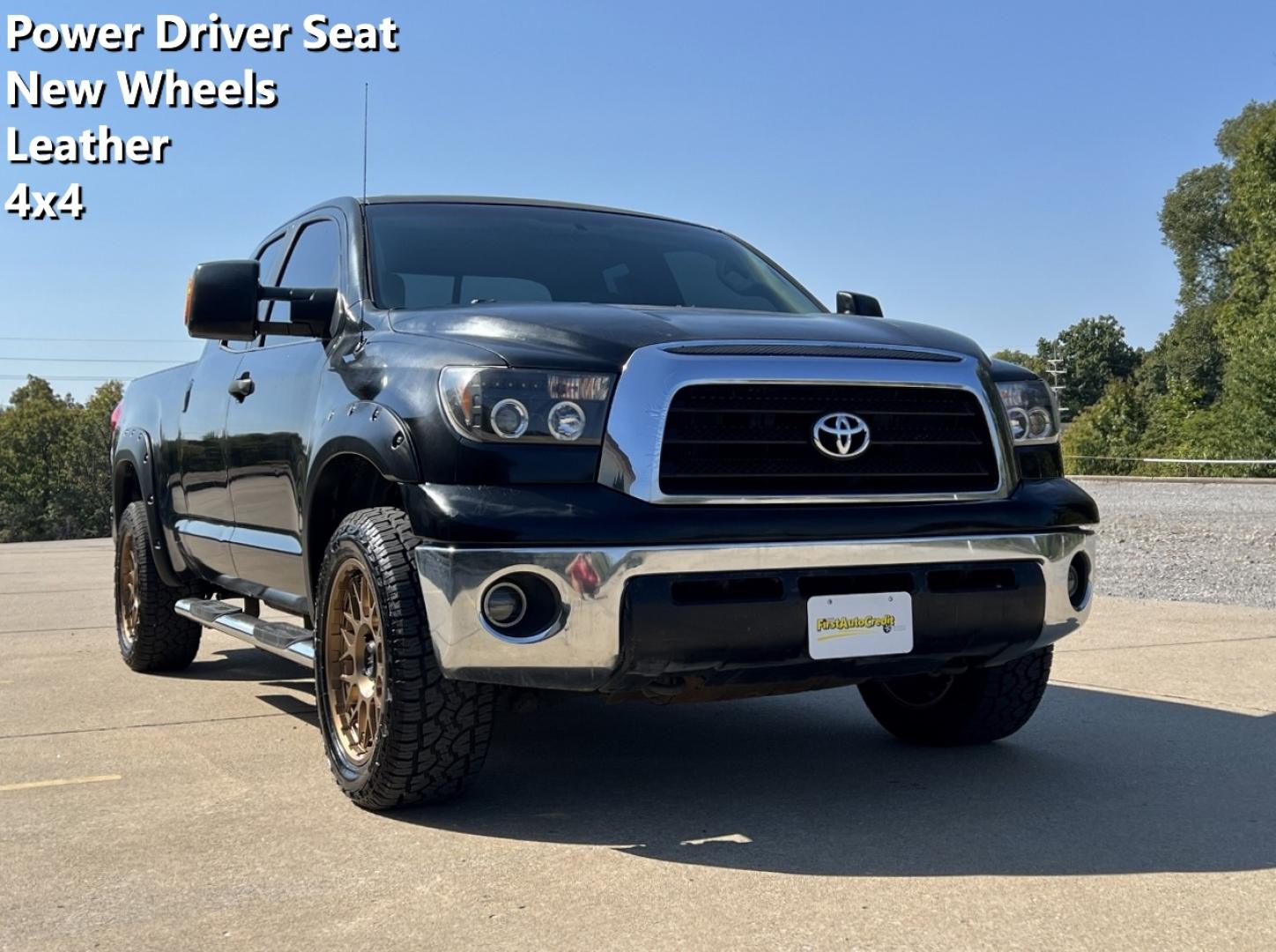 2009 BLACK /Tan Leather Toyota Tundra SR5 5.7L Double Cab 4WD (5TFBV54179X) with an 5.7L V8 engine, Automatic transmission, located at 2990 Old Orchard Rd., Jackson, MO, 63755, 37.354214, -89.612106 - 2009 Toyota Tundra SR5 116xxx miles 4x4 5.7L V8 Automatic Leather Power Driver Seat New Wheels Cruise Power Windows/Locks/Mirrors We have financing available and we accept trades! Fill out a credit application on our website or come by today! If you have any questions, give us a call at ( - Photo#0