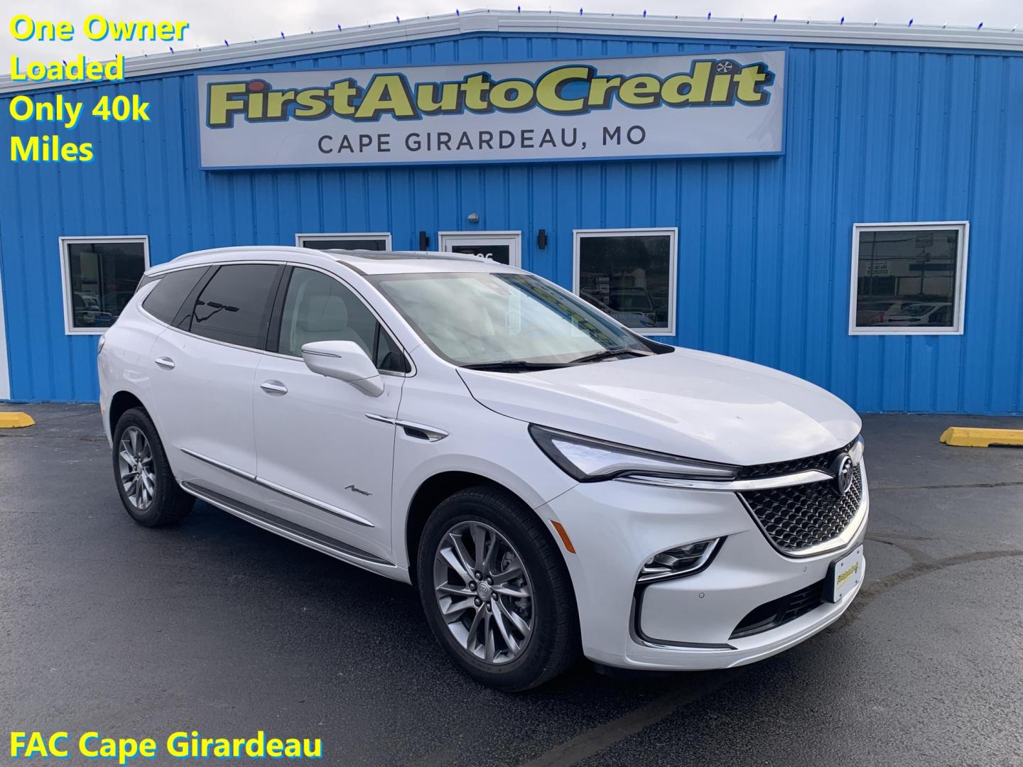 2022 WHITE /Cream Buick Enclave Avenir AWD (5GAEVCKW4NJ) with an 3.6L V6 DOHC 24V engine, Automatic transmission, located at 506 S. Kingshighway, Cape Girardeau, MO, 63703, (573) 235-5000, 37.294991, -89.553635 - 2022 Buick Enclave Avenir AWD Only 40xxx miles!! All Wheel Drive 3.6L 6 Cylinder Automatic Leather Heads Up Display Navigation Integrated Rearview Mirror Dual Climate Control Power/Heated/Cooled Seats Heated Rear Seats Backup Camera Panoramic Sunroof/Moonroof Bluetooth Remote Start P - Photo#0