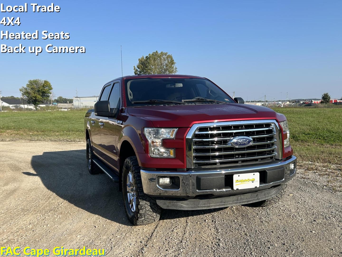 2015 MAROON /Gray Ford F-150 XLT SuperCrew 6.5-ft. Bed 4WD (1FTEW1EP7FK) with an 2.7L V6 DOHC 24V engine, 6-Speed Automatic transmission, located at 506 S. Kingshighway, Cape Girardeau, MO, 63703, (573) 235-5000, 37.294991, -89.553635 - 2015 Ford F-150 XLT 199xxx miles 4x4 2.7L V6 Automatic Backup Camera Heated Front Seats Power Driver Seat Bluetooth Cruise Power Windows/Locks/Mirrors We have financing available and we accept trades! Fill out a credit application on our website or come by today! If you have any question - Photo#0