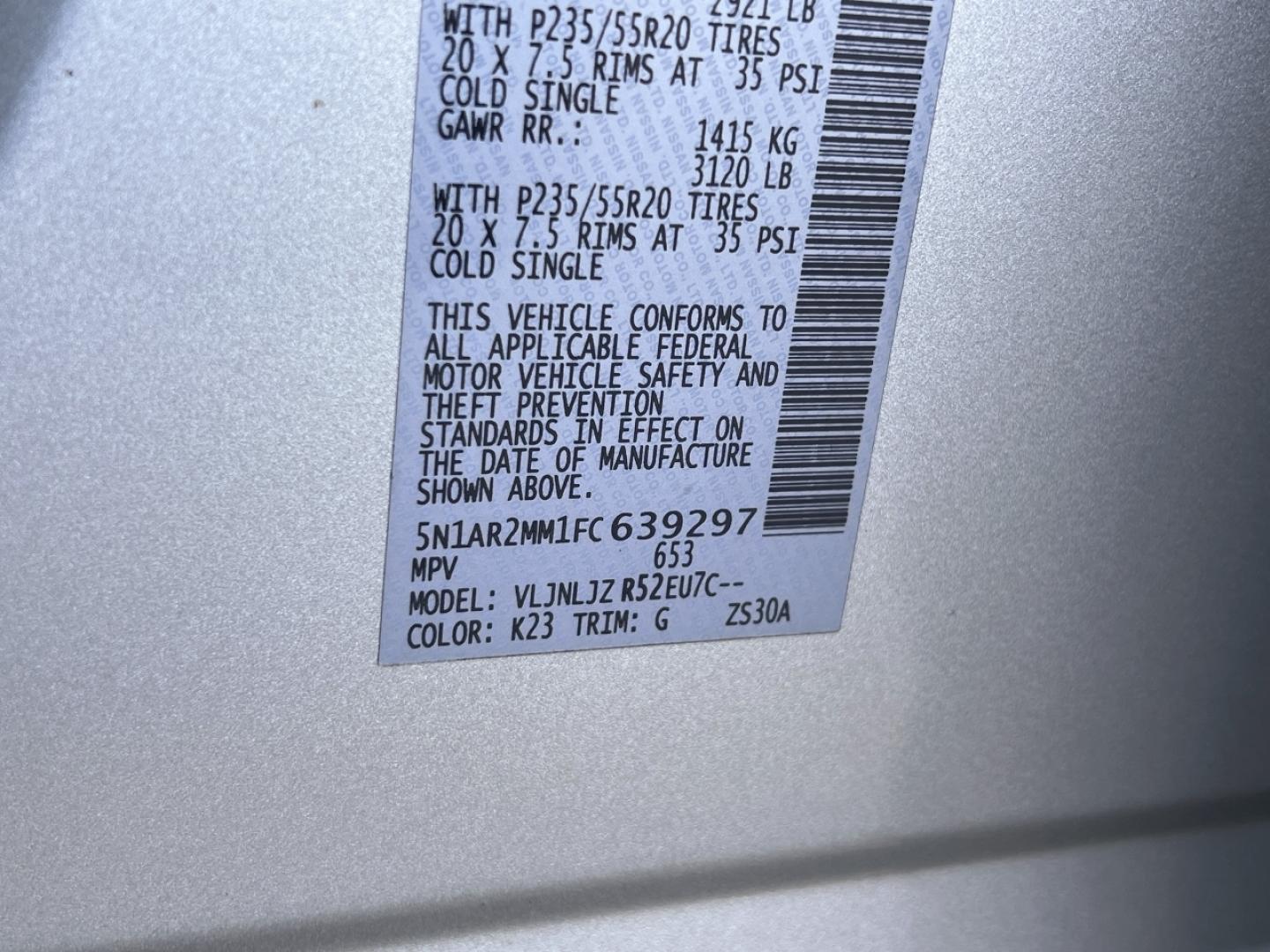 2015 SILVER /Black Leather Nissan Pathfinder Platinum 4WD (5N1AR2MM1FC) with an 3.5L V6 engine, Continuously Variable Transmission transmission, located at 2990 Old Orchard Rd., Jackson, MO, 63755, 37.354214, -89.612106 - 2015 Nissan Platinum 148xxx miles 4 Wheel Drive 3.5L V6 Automatic Leather 3rd Row Navigation Rear Entertainment Power/Heated/Cooled Seats Heated Rear Seats Heated Steering Wheel Backup Camera Sunroof Bluetooth Remote Start Cruise Power Windows/Locks/Mirrors We have financing availa - Photo#56