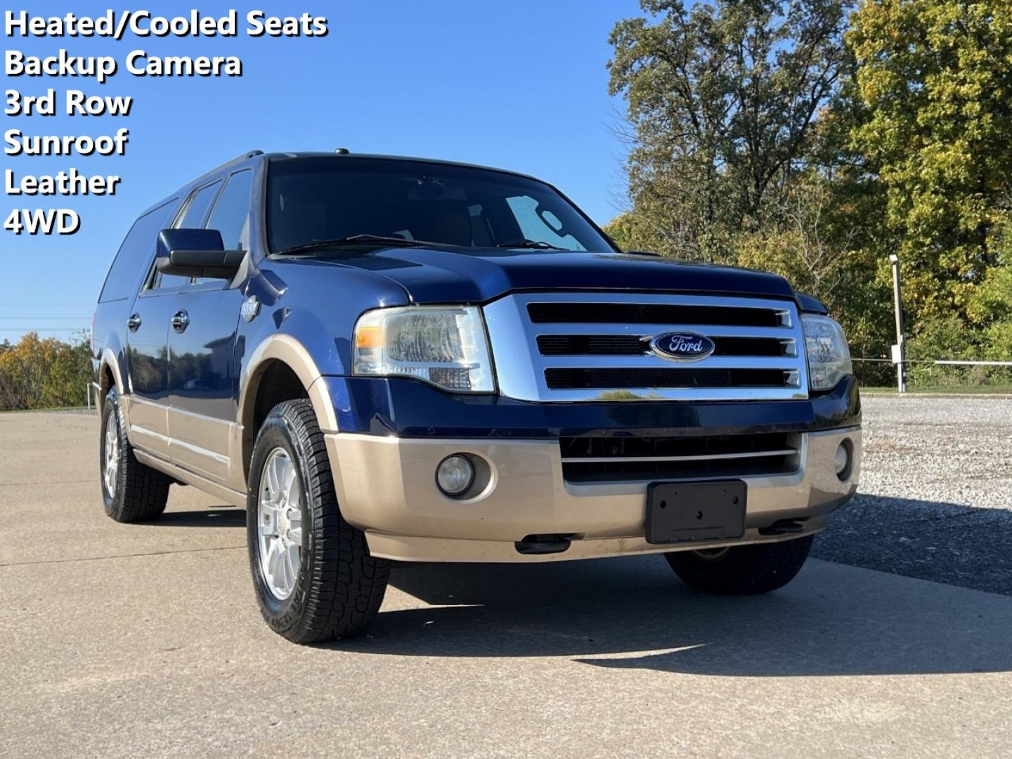 2012 BLUE /Brown Leather Ford Expedition EL King Ranch 4WD (1FMJK1J52CE) with an 5.4L V8 engine, Automatic transmission, located at 2990 Old Orchard Rd., Jackson, MO, 63755, 37.354214, -89.612106 - 2012 Ford Expedition EL King Ranch 173xxx miles 4 Wheel Drive 5.4L V8 Automatic Leather 3rd Row New Tires Backup Camera Power/Heated/Cooled Seats Heated Rear Seats Sunroof Power Running Boards Cruise Power Windows/Locks/Mirrors We have financing available and we accept trades! Fill ou - Photo#0