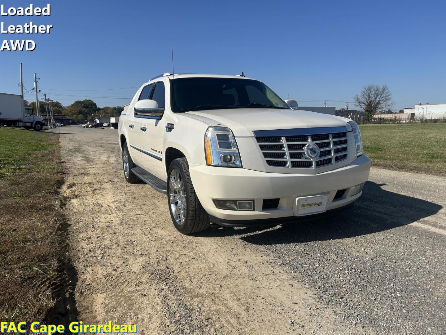 2009 WHITE /Tan Cadillac Escalade EXT Sport Utility Truck (3GYFK22299G) with an 6.2L V8 OHV 16V engine, Automatic transmission, located at 506 S. Kingshighway, Cape Girardeau, MO, 63703, (573) 235-5000, 37.294991, -89.553635 - 2009 Cadillac Escalade EXT Luxury Sport Utility Truck 159xxx miles All Wheel Drive 6.2L V8 Automatic Leather Sunroof Power/Heated/Cooled Seats Heated Steering Wheel Backup Camera Bluetooth Cruise Power Windows/Locks/Mirrors We have financing available and we accept trades! Fill out a cr - Photo#0