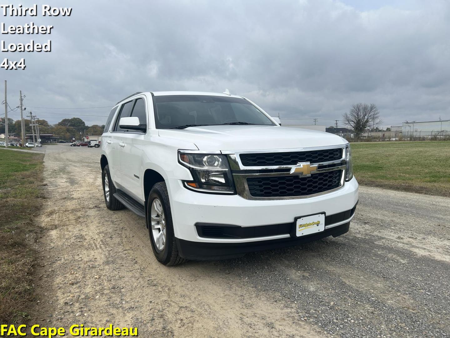 2015 WHITE /Black Chevrolet Tahoe LT 4WD (1GNSKBKC7FR) with an 5.3L V8 OHV 16V engine, Automatic transmission, located at 506 S. Kingshighway, Cape Girardeau, MO, 63703, (573) 235-5000, 37.294991, -89.553635 - 2015 Chevrolet Tahoe 1500 LT 145xxx miles 4 Wheel Drive 5.3L V8 Automatic Leather 3rd Row Rear Entertainment Backup Camera Power/Heated Seats Sunroof Remote Start Cruise Power Windows/Locks/Mirrors We have financing available and we accept trades! Fill out a credit application on our w - Photo#0
