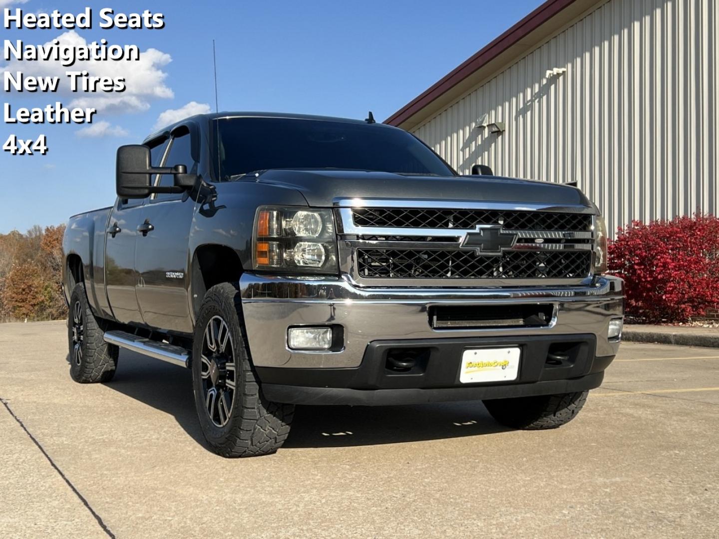 2011 GRAY /Tan Leather Chevrolet Silverado 3500HD LTZ Crew Cab 4WD (1GC4K1C8XBF) with an 6.6L V8 TURBO DIESEL engine, Automatic transmission, located at 2990 Old Orchard Rd., Jackson, MO, 63755, 37.354214, -89.612106 - 2011 Chevrolet Silverado 3500HD LTZ 108xxx miles 4x4 6.6L V8 Turbo Diesel Automatic Leather New Tires Navigation Power/Heated Seats Remote Start Cruise Power Windows/Locks/Mirrors We have financing available and we accept trades! Fill out a credit application on our website or come by to - Photo#0