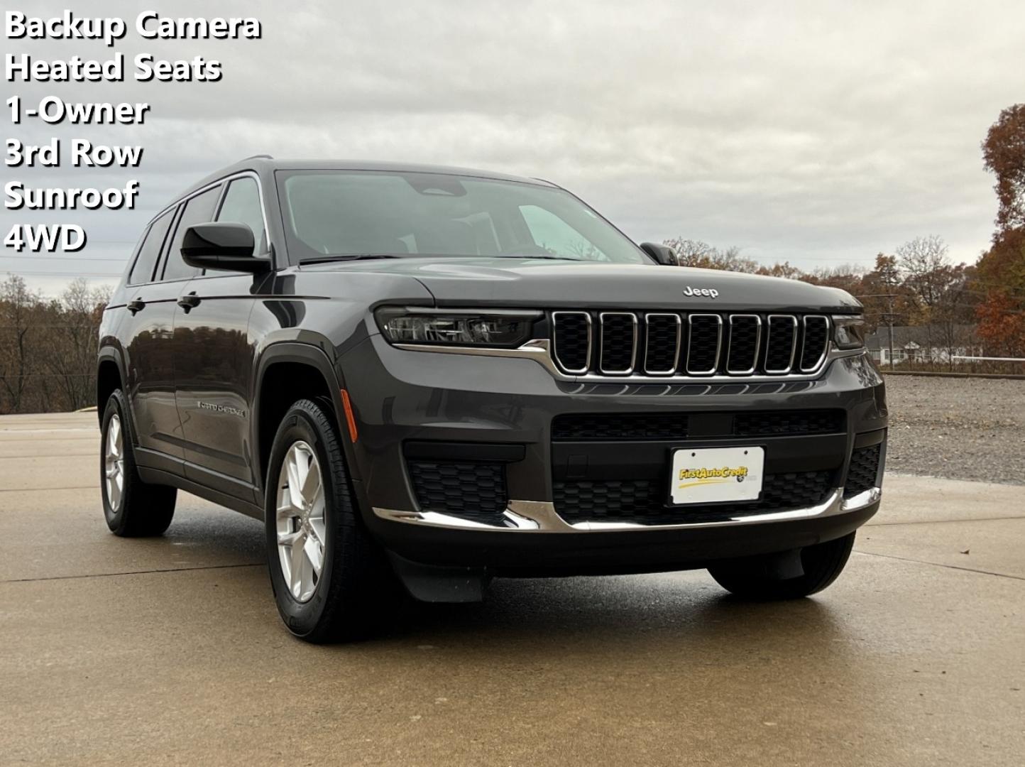 2022 GRAY /Black Cloth Jeep Grand Cherokee L Laredo 4WD (1C4RJKAG5N8) with an 3.6L V6 engine, Automatic transmission, located at 2990 Old Orchard Rd., Jackson, MO, 63755, 37.354214, -89.612106 - 2022 Jeep Grand Cherokee L Laredo 1-Owner 60xxx miles 4 Wheel Drive 3.6L V6 Automatic 3rd Row Backup Camera Heated Seats Power Driver Seat Heated Steering Wheel Sunroof Bluetooth Remote Start Cruise Power Windows/Locks/Mirrors We have financing available and we accept trades! Fill ou - Photo#0