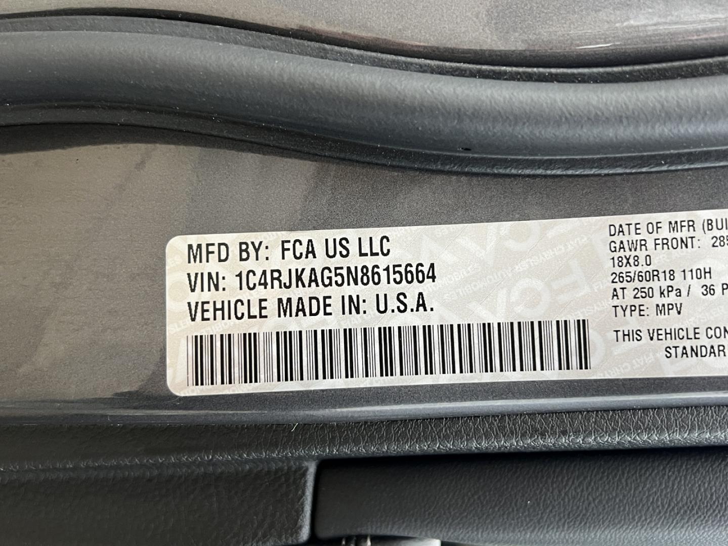 2022 GRAY /Black Cloth Jeep Grand Cherokee L Laredo 4WD (1C4RJKAG5N8) with an 3.6L V6 engine, Automatic transmission, located at 2990 Old Orchard Rd., Jackson, MO, 63755, 37.354214, -89.612106 - 2022 Jeep Grand Cherokee L Laredo 1-Owner 60xxx miles 4 Wheel Drive 3.6L V6 Automatic 3rd Row Backup Camera Heated Seats Power Driver Seat Heated Steering Wheel Sunroof Bluetooth Remote Start Cruise Power Windows/Locks/Mirrors We have financing available and we accept trades! Fill ou - Photo#43