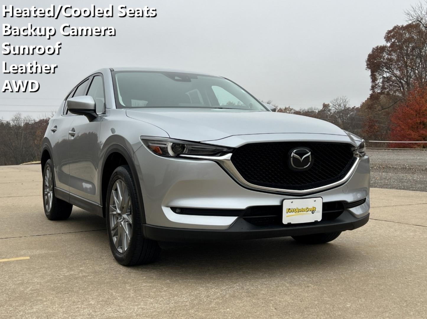 2021 SILVER /Black Leather Mazda CX-5 Grand Touring Reserve AWD (JM3KFBAYXM0) with an 2.5L 4 Cyl. engine, Automatic transmission, located at 2990 Old Orchard Rd., Jackson, MO, 63755, 37.354214, -89.612106 - 2021 Mazda CX-5 Grand Touring Reserve 56xxx miles All Wheel Drive 2.5L 4 Cyl. Automatic Leather Navigation Capability Power/Heated/Cooled Seats Heated Steering Wheel Backup Camera Sunroof Heads Up Display Bluetooth Cruise Power Windows/Locks/Mirrors We have financing available and we - Photo#0
